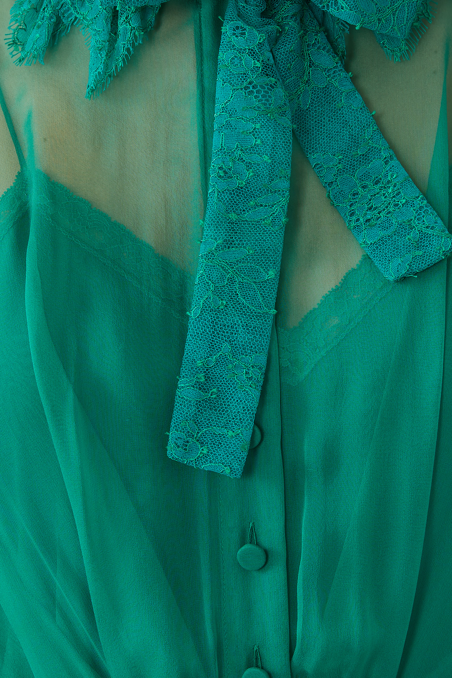 Silk Chiffon Dress with Lace Trim