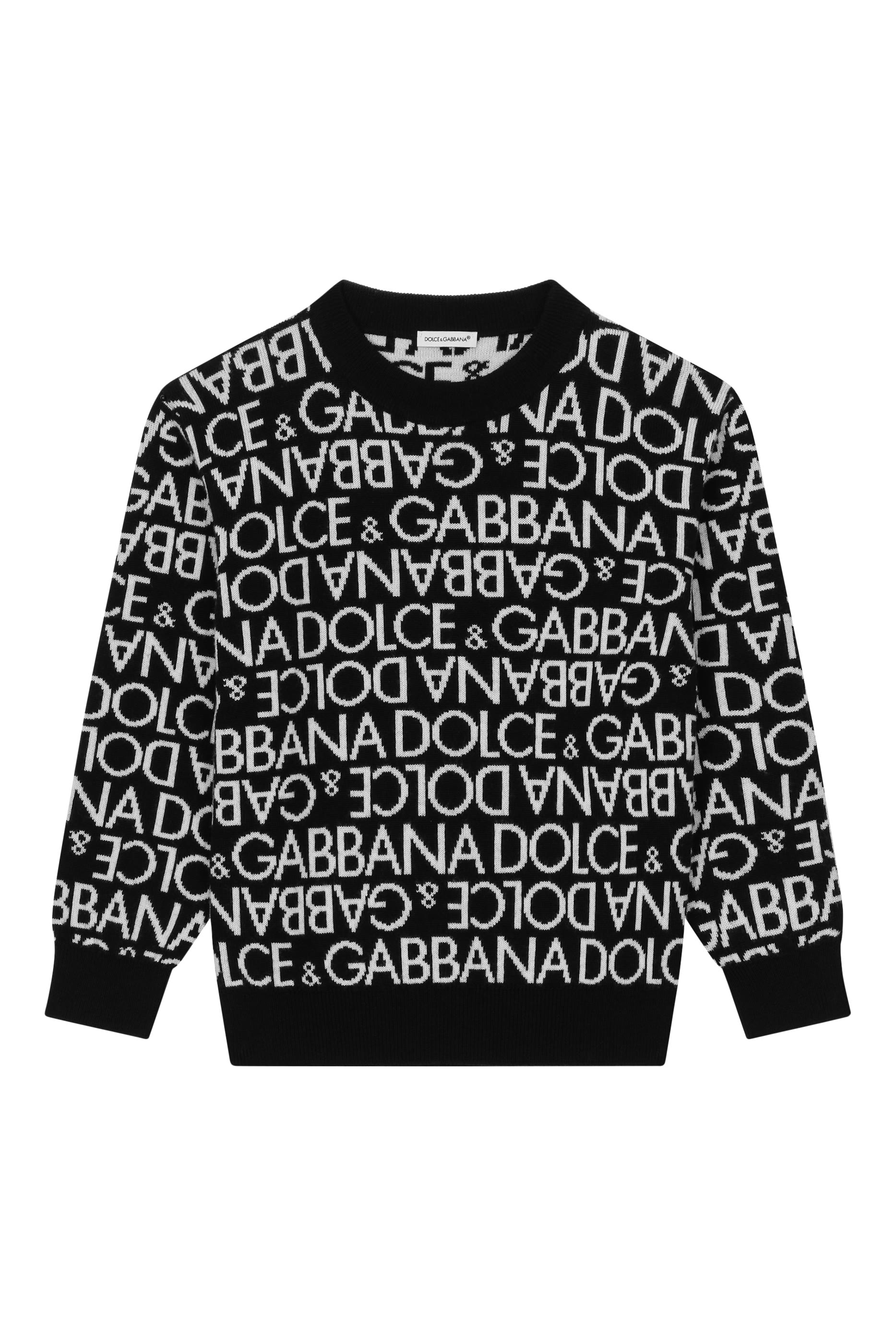 Kids All-Over Jacquard Logo Round-Neck Sweater