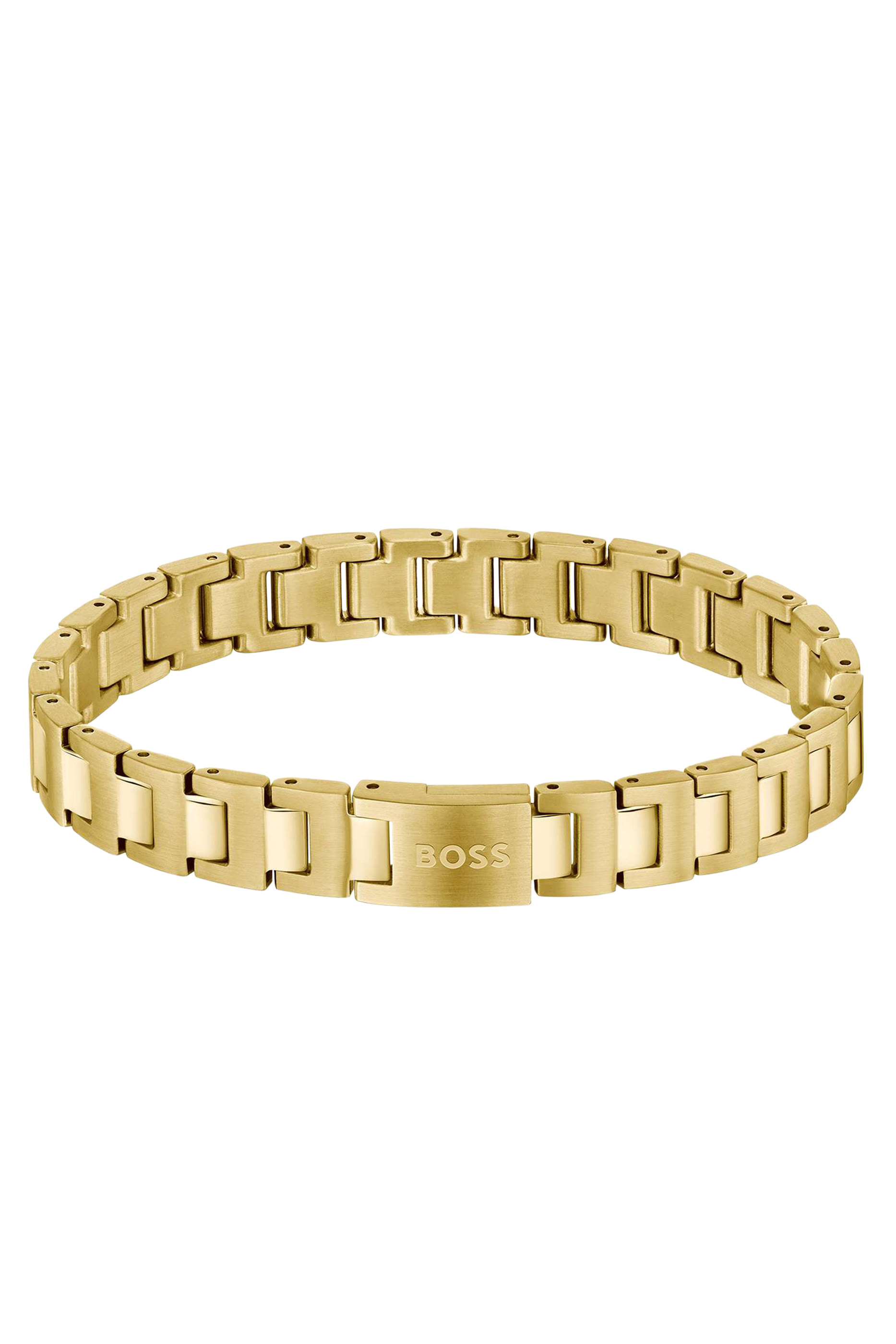 Gold-Tone Link Cuff with Logo Closure