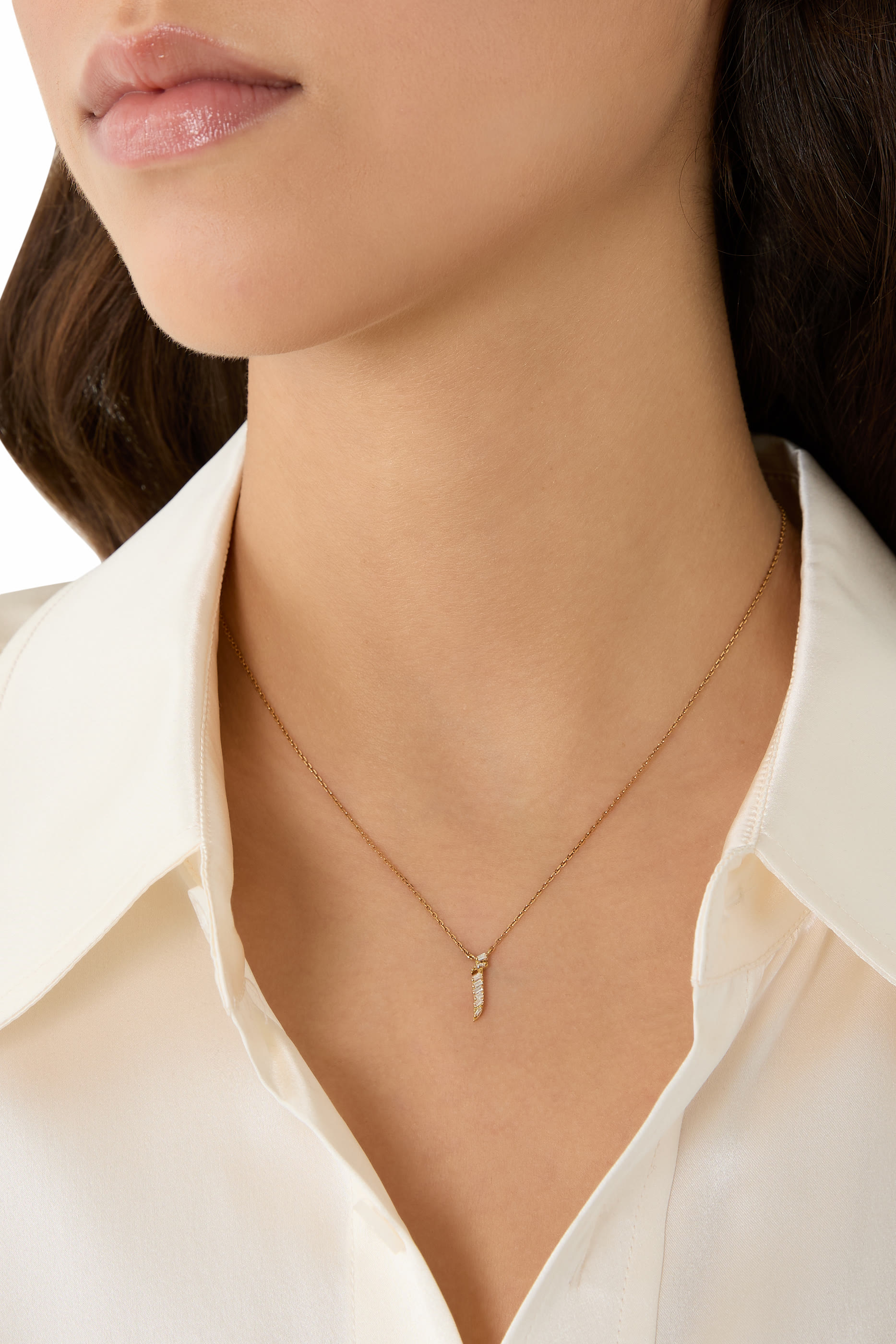  Oula A Letter Chain Pendant Necklace, 18K Yellow Gold & Diamonds