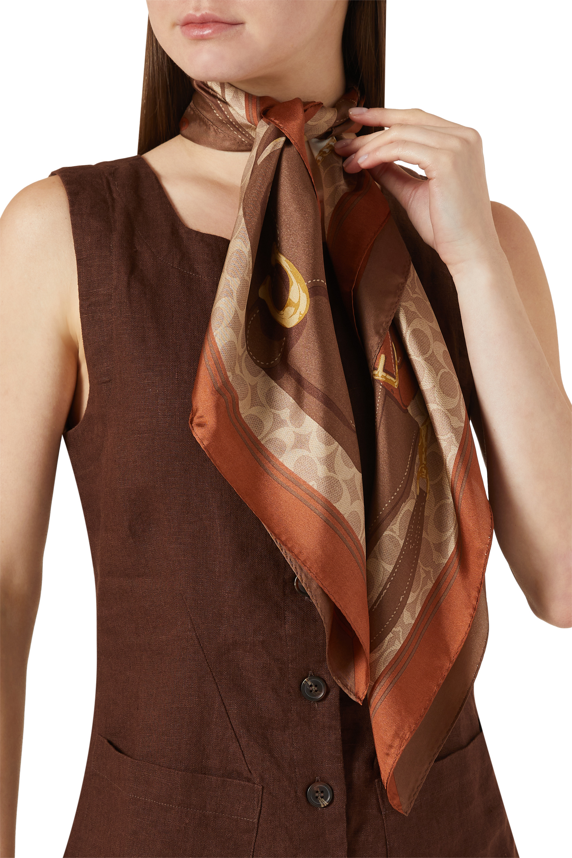 Tabby-Print Square Silk Scarf