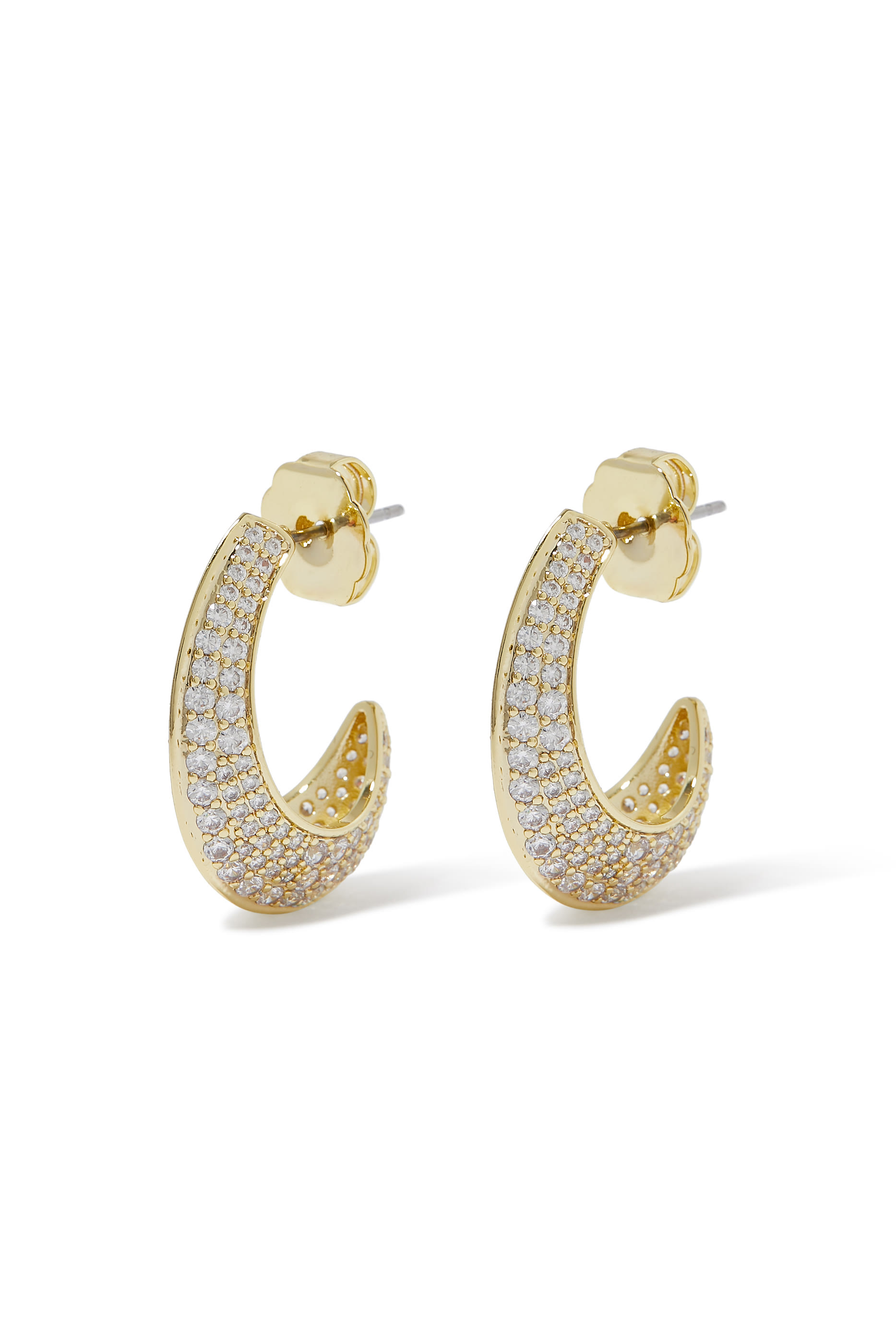 Modern Pave CZ Half Hoop Earrings