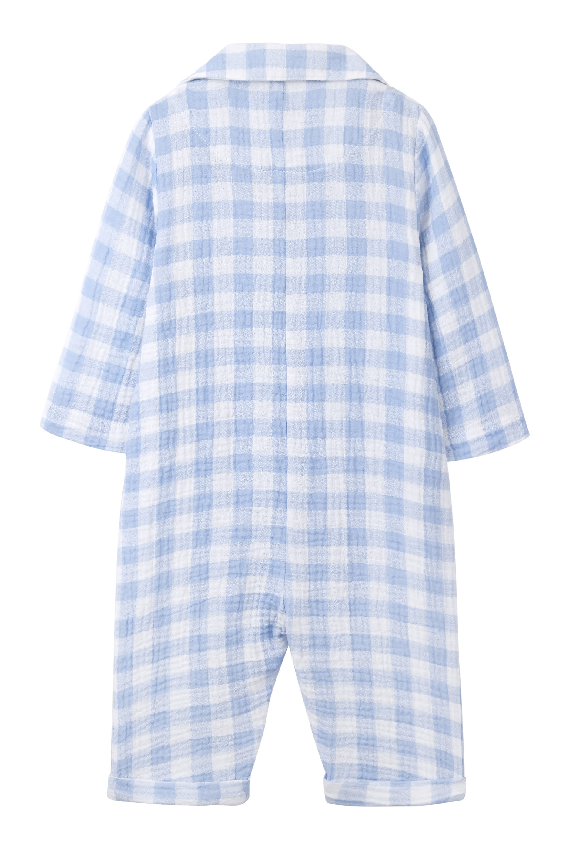 Kids Organic Cotton Crinkle Gingham Sleepsuit