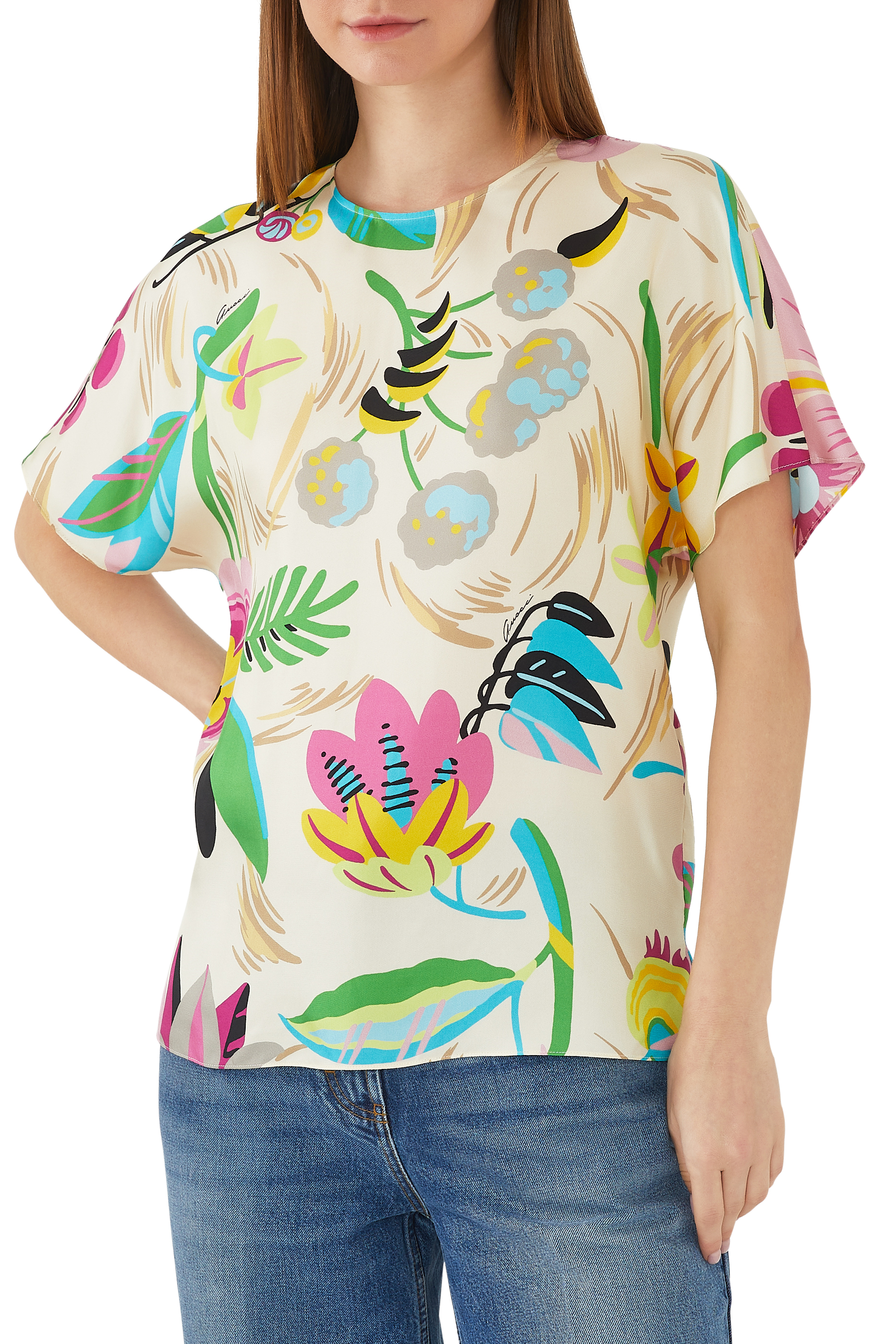 Floral Silk T-Shirt