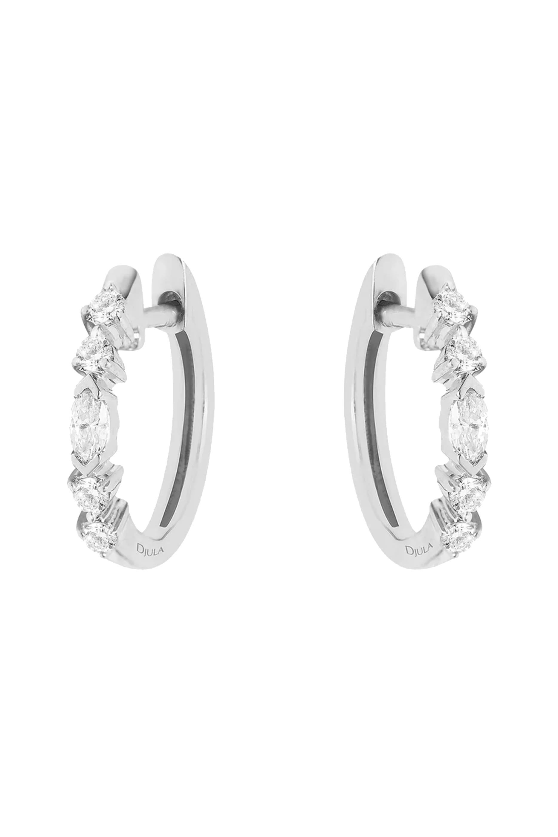 Fairytale Hoop Earrings, 18K White Gold & Diamonds