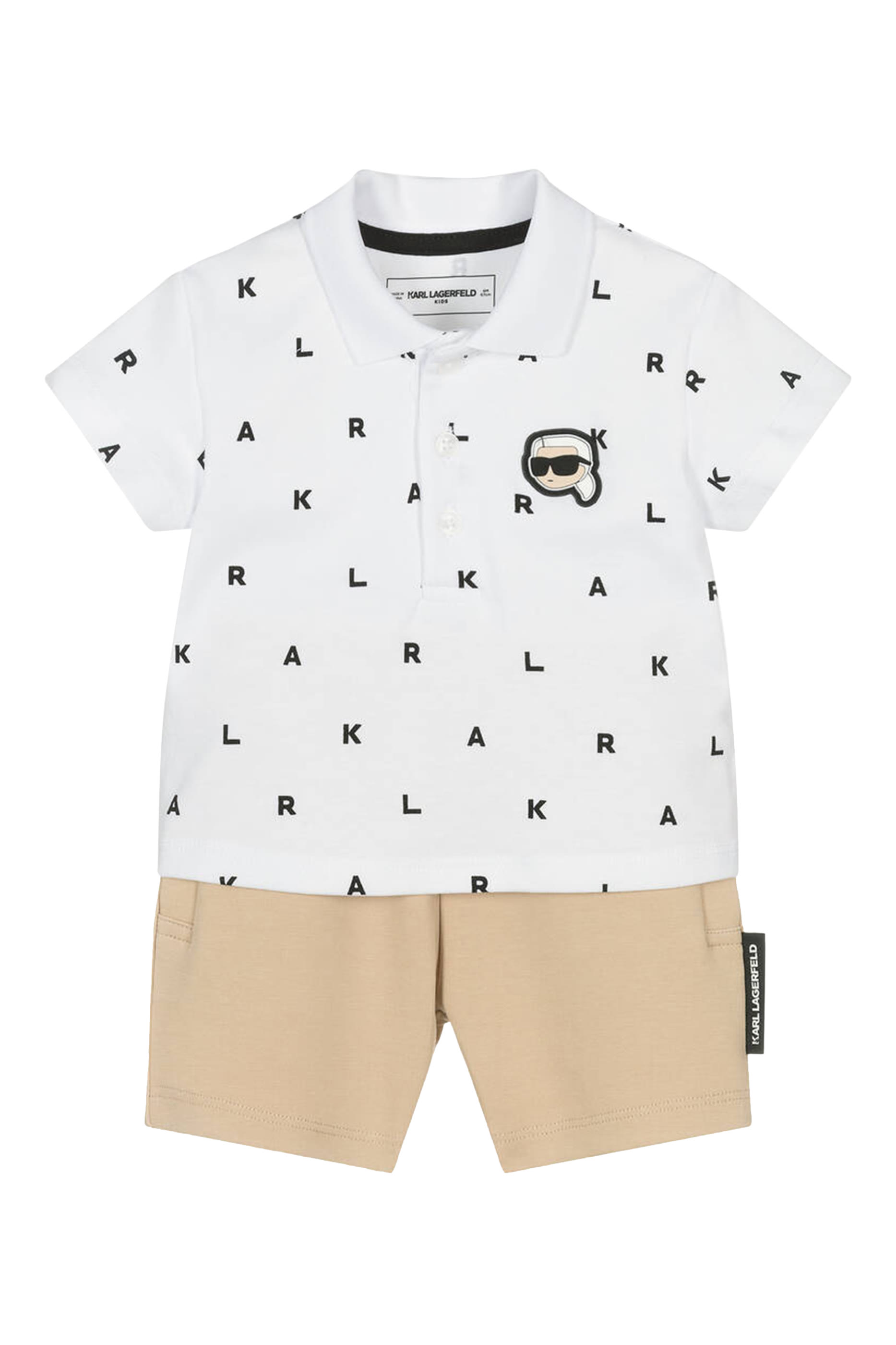 Kids Ikonik Logo-Patch Polo and Shorts Set