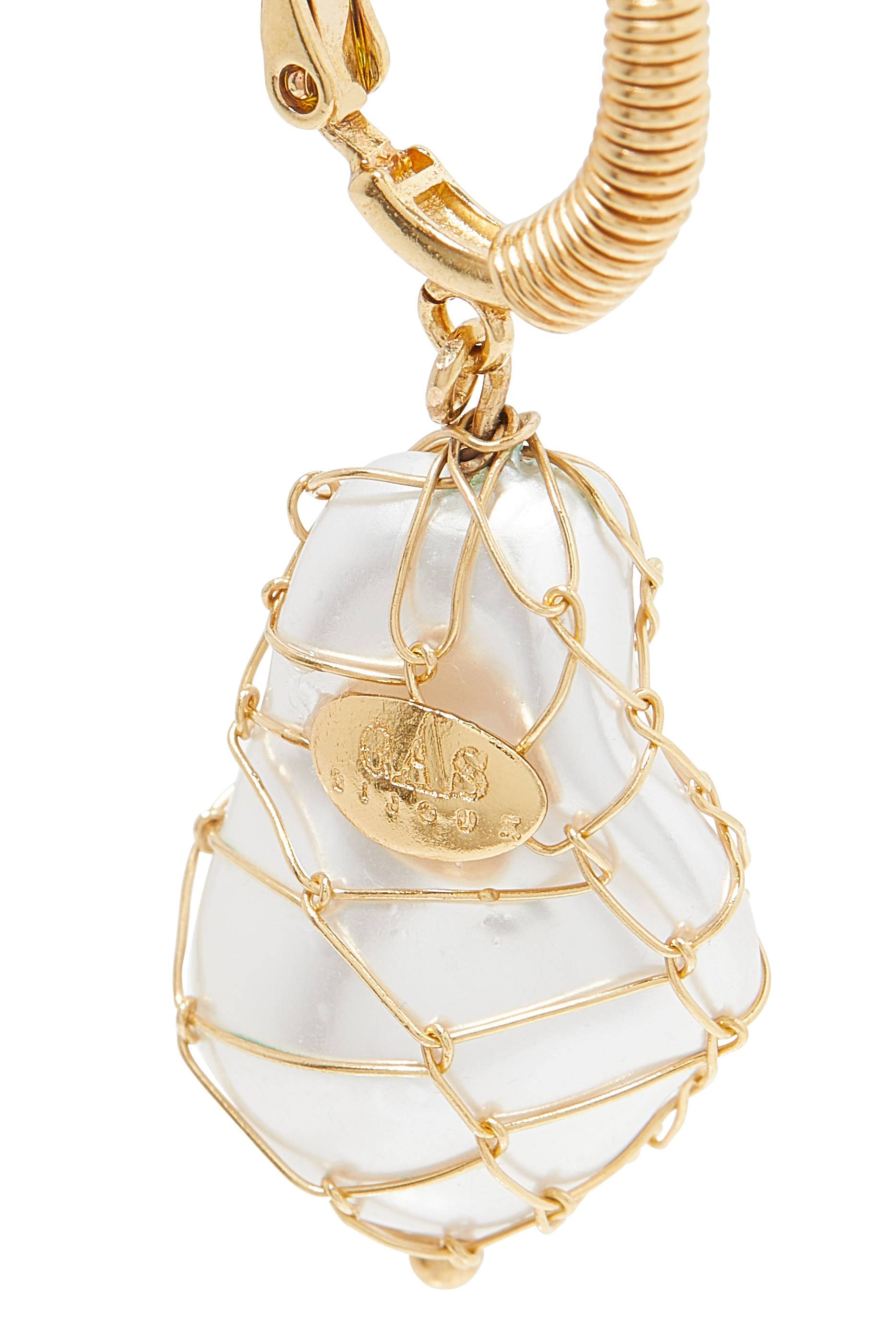 Tao Biwa Earrings, Gold-Plated Brass & Pearls