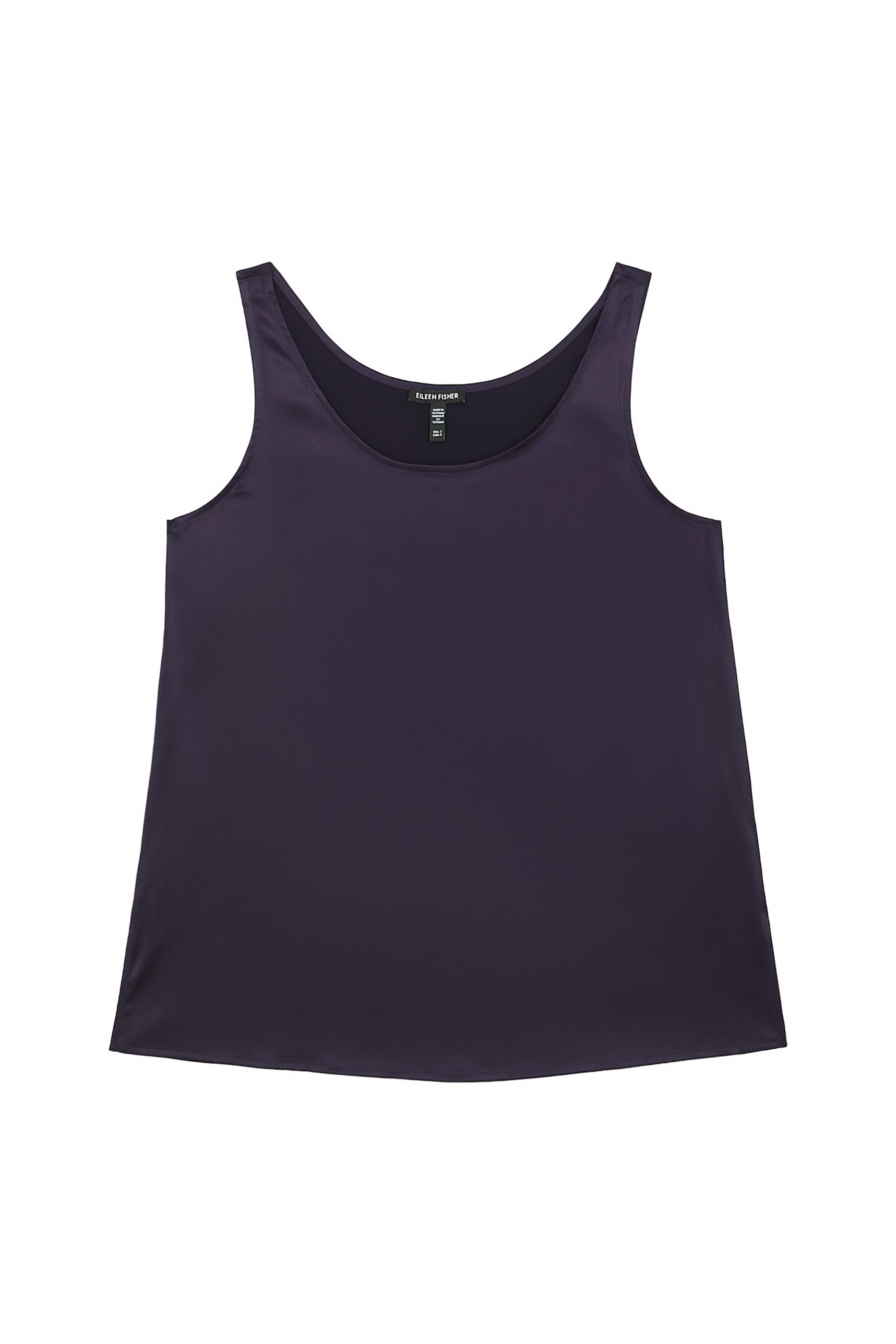 Stretch Silk Charmeuse Scoop Neck Tank