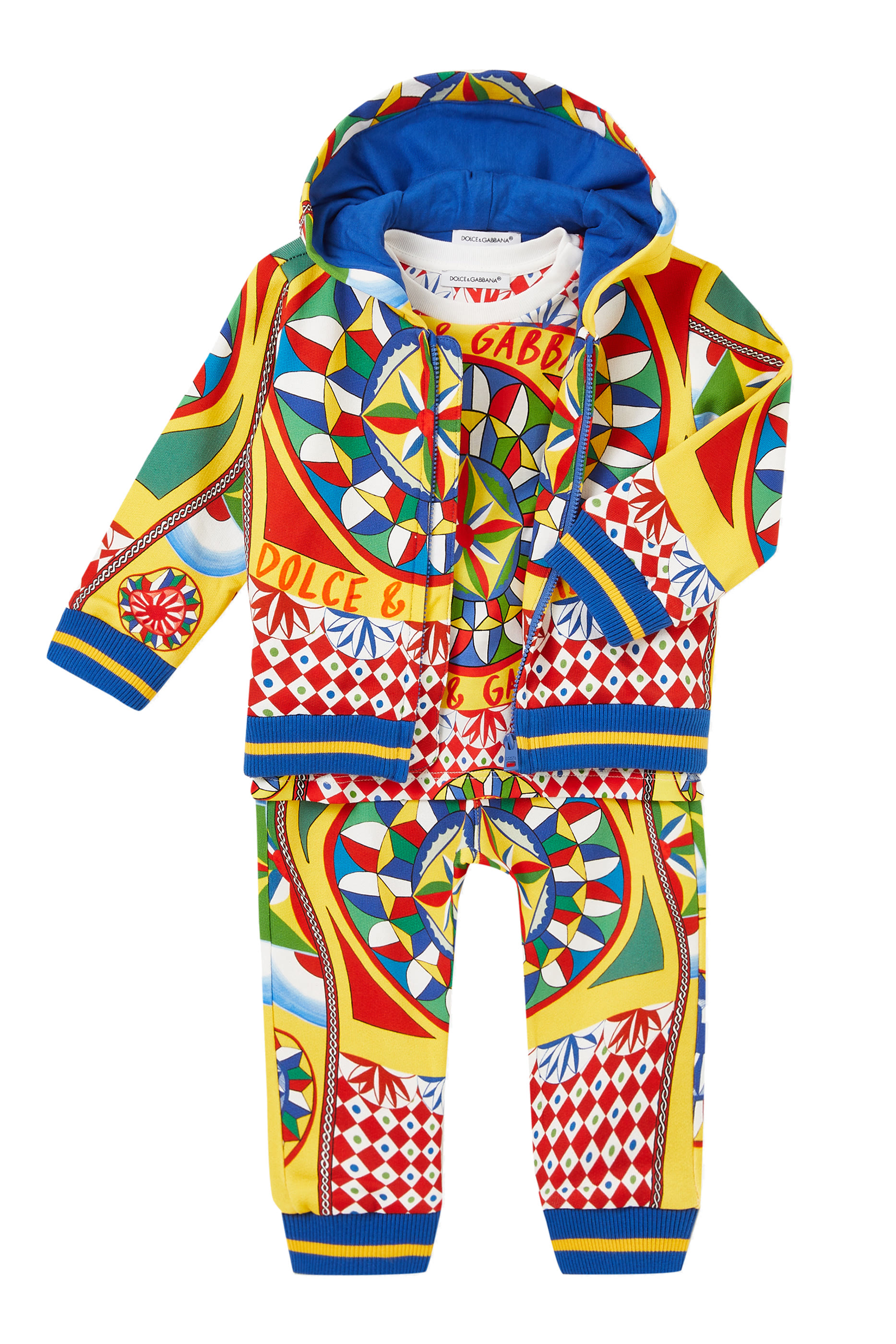 Kids Carretto Print Cotton Hoodie