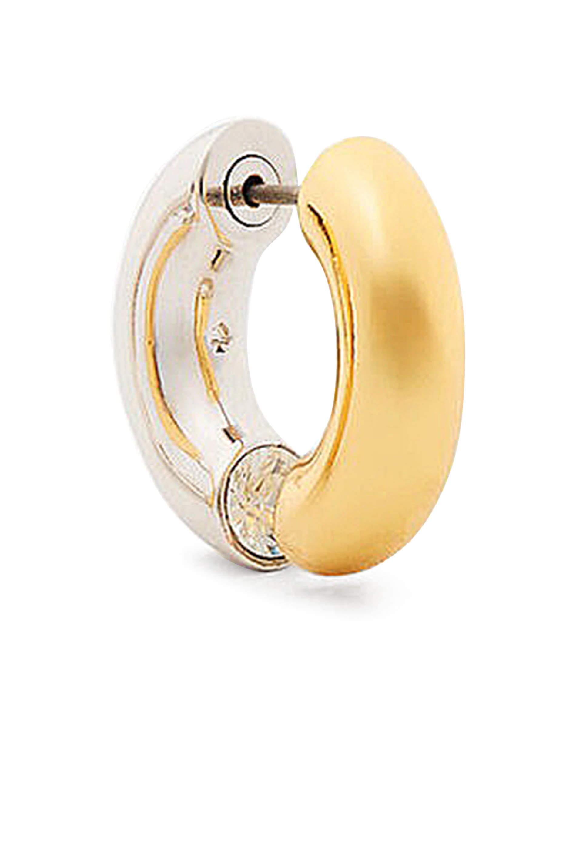 Interlock Huggies, Plated Metal & Cubic Zirconia, Titanium Posts