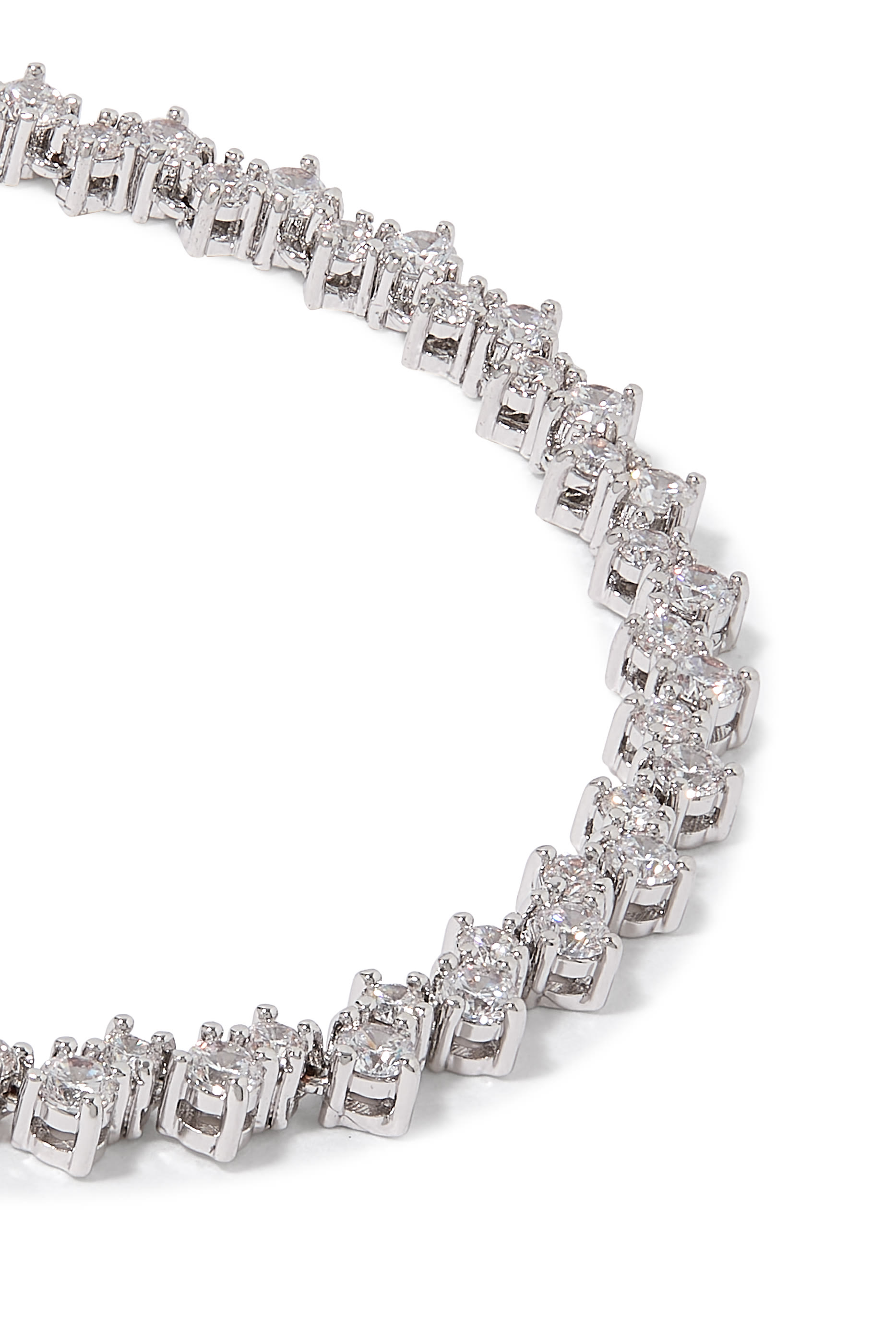 Delicate Round Bracelet, Rhodium Plated Brass & Cubic Zirconia