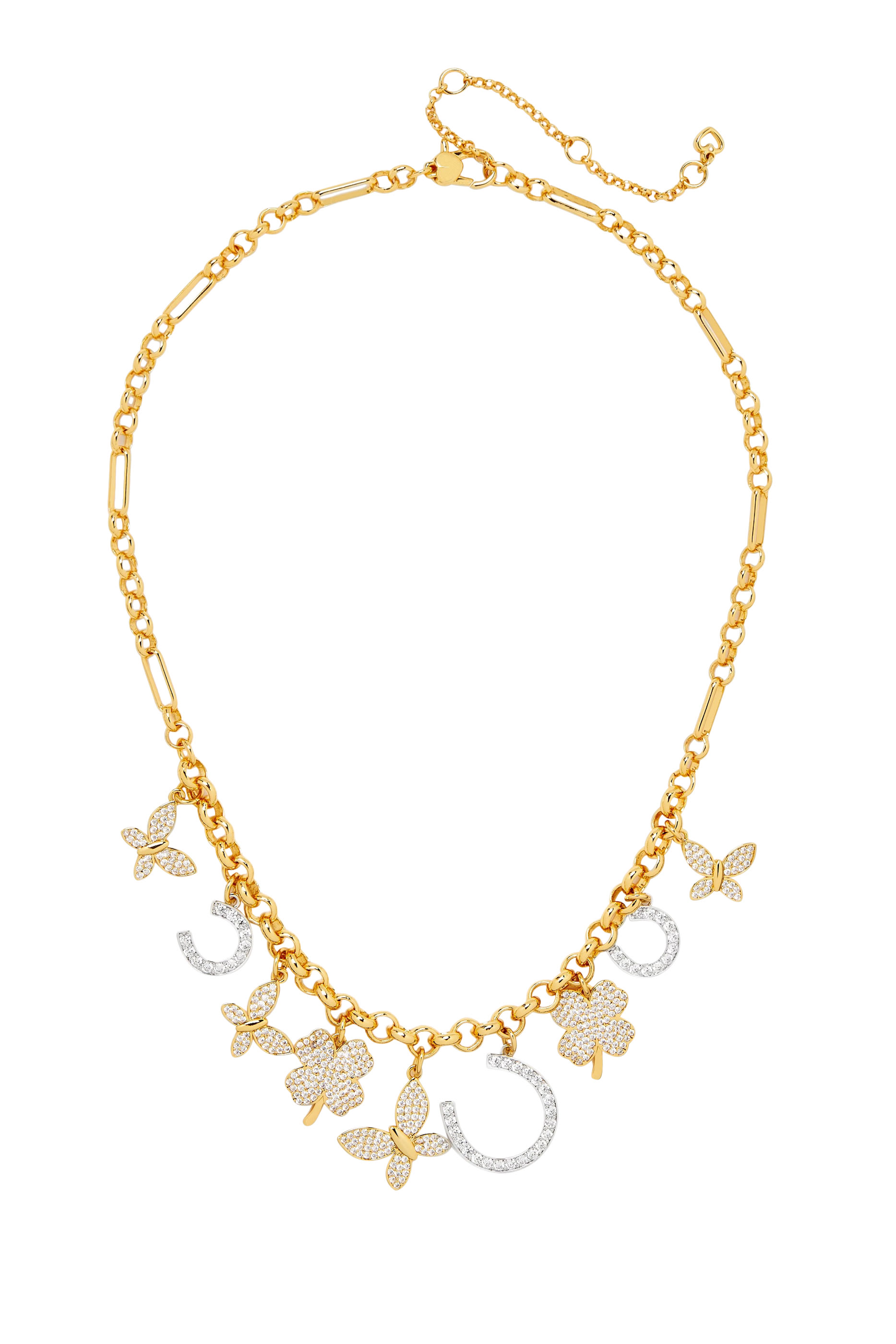 Lucky Charm Statement Necklace, Metal & Cubic Zirconia