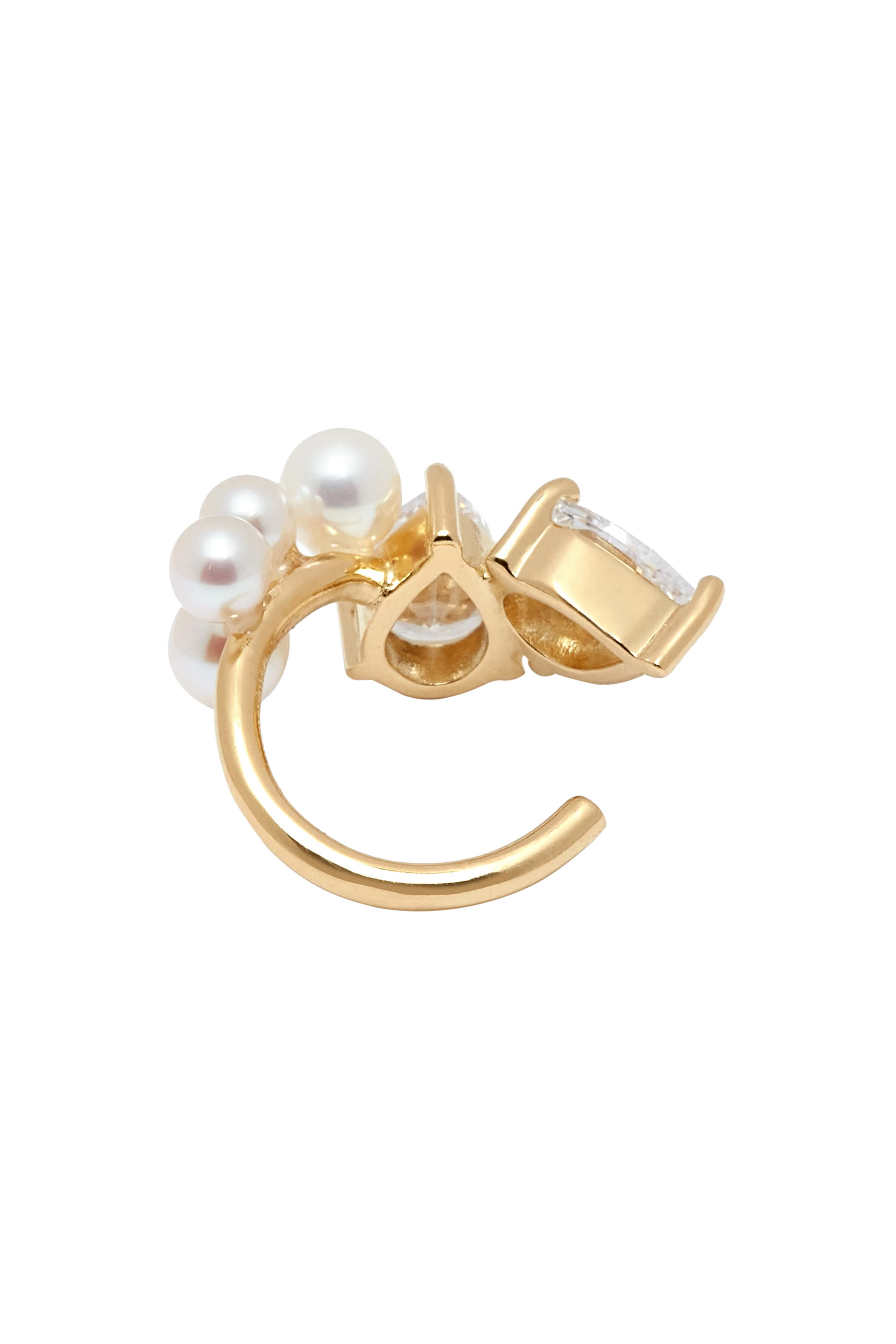Chasing Shadows Ear Cuff, Recycled Sterling Silver Plated in 18ct Yellow Gold Vermeil with Freshwater Pearl & Cubic Zirconia