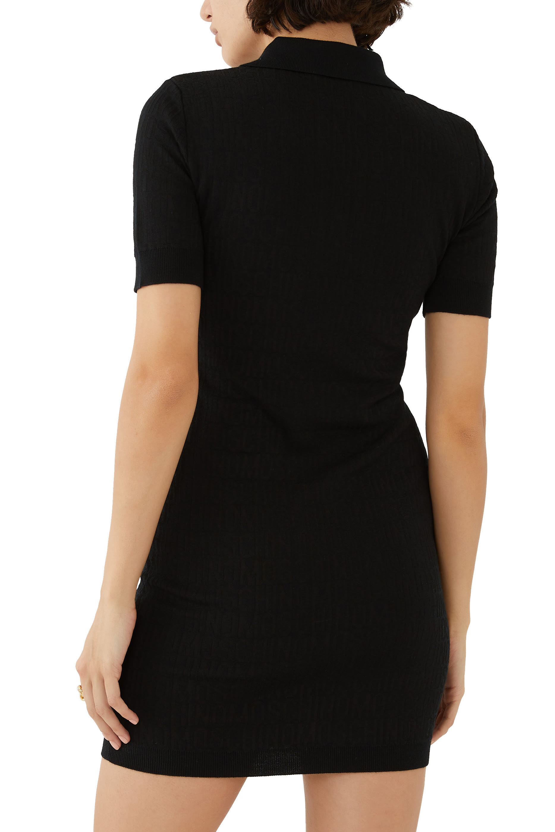 Logo Jacquard Knit Polo Mini Dress