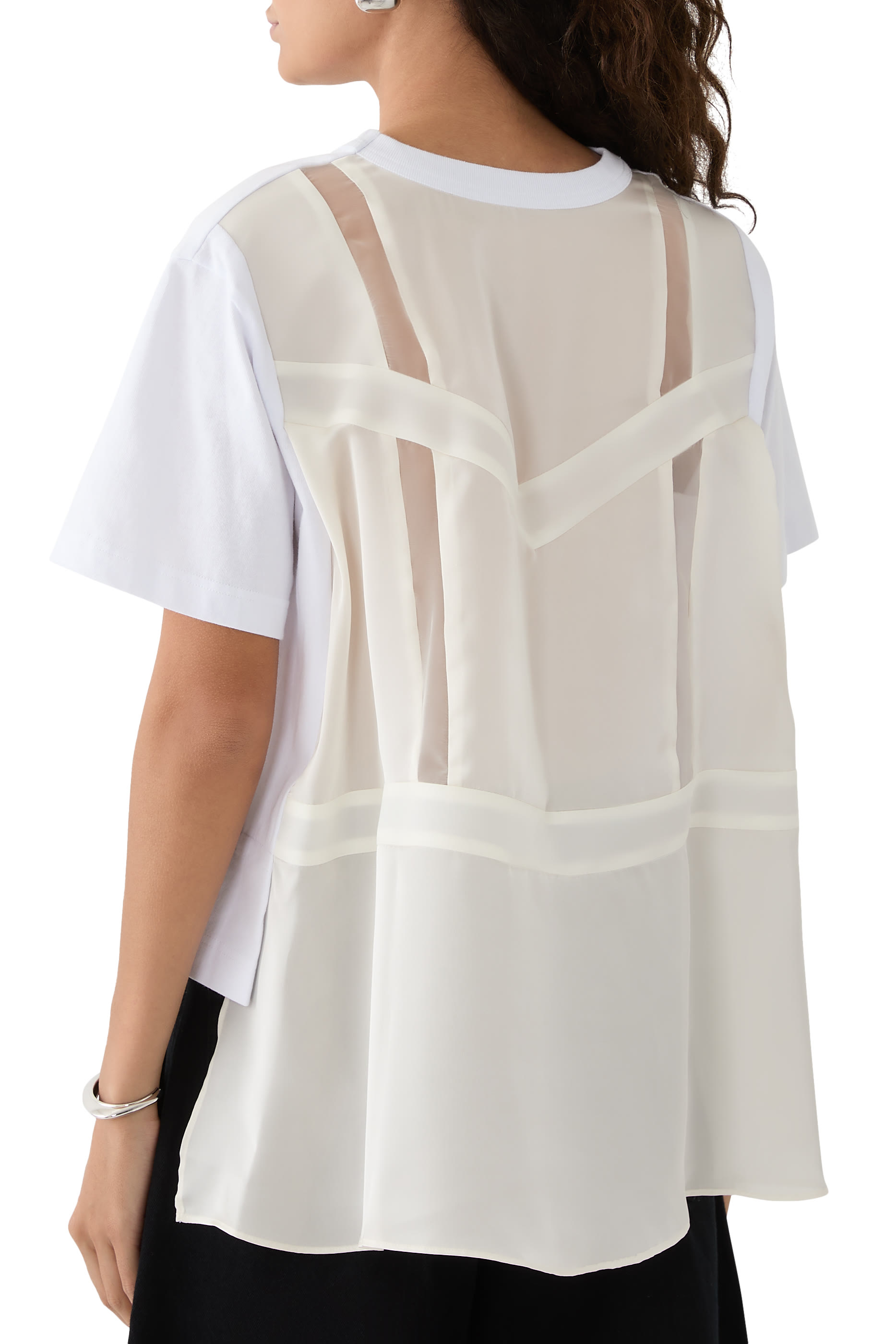 Nylon Twill Mix Cotton Jersey T-Shirt