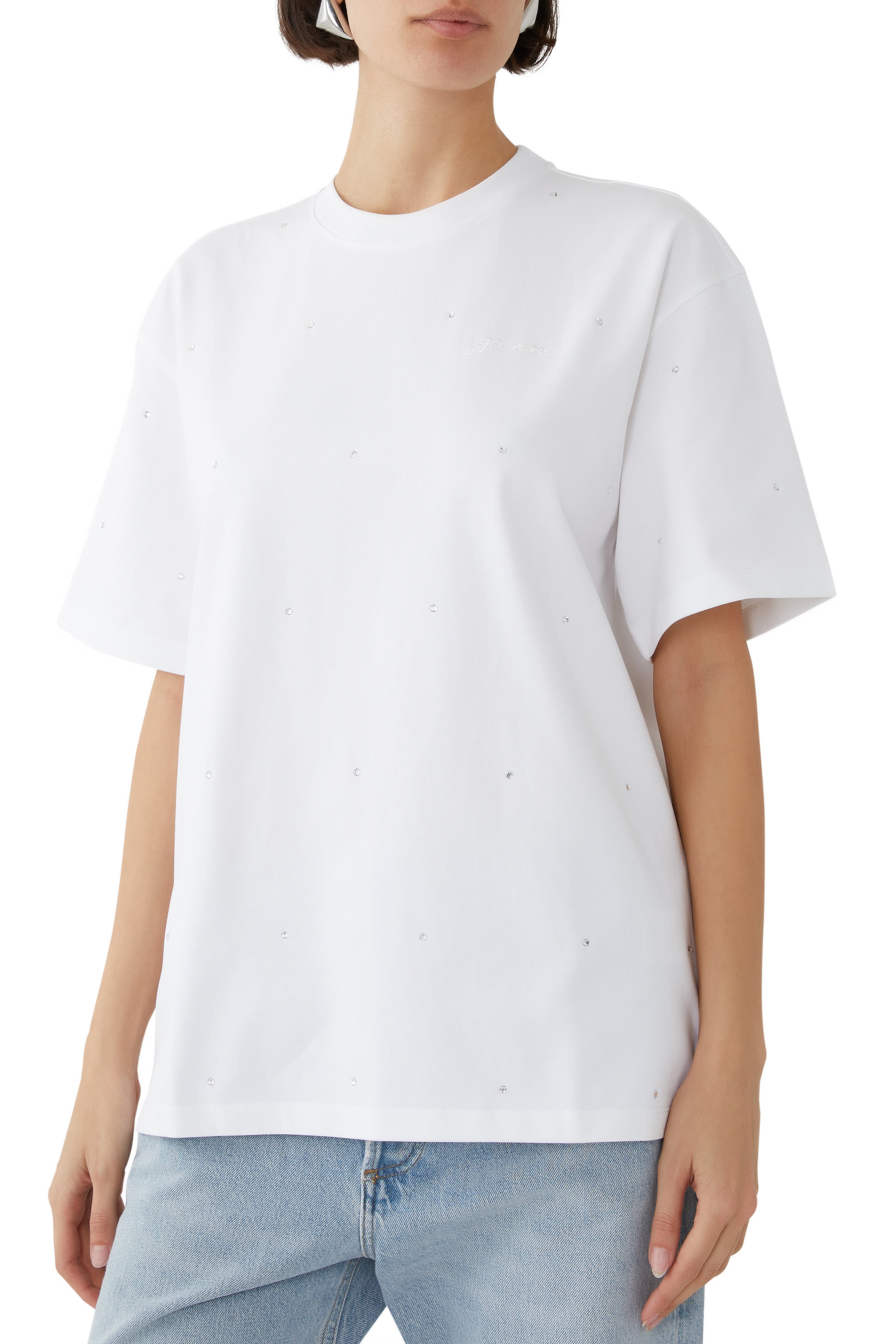 Heavy Cotton Drop Shoulder Rhinestone T-Shirt