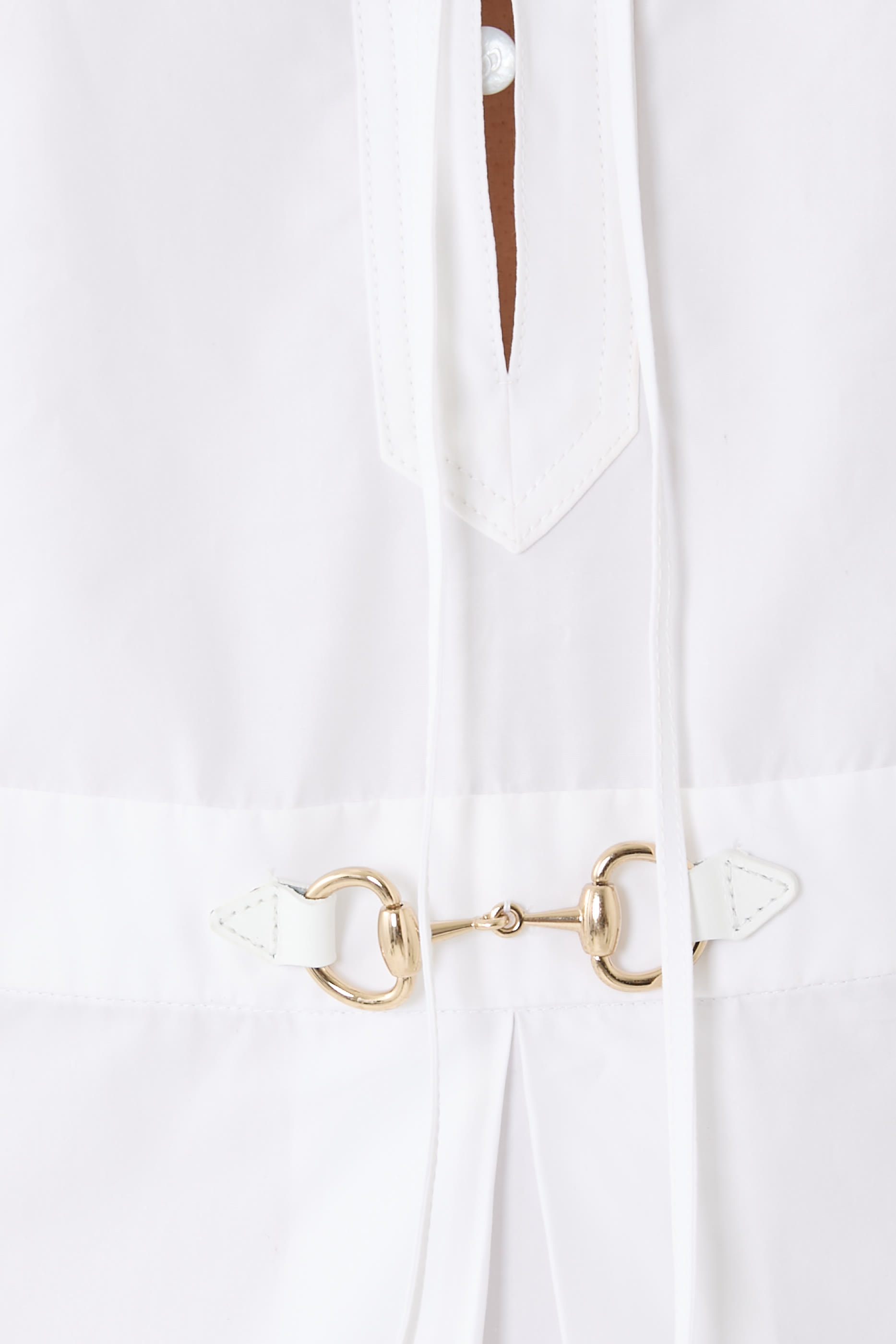 Horsebit Cotton Poplin Shirt Dress