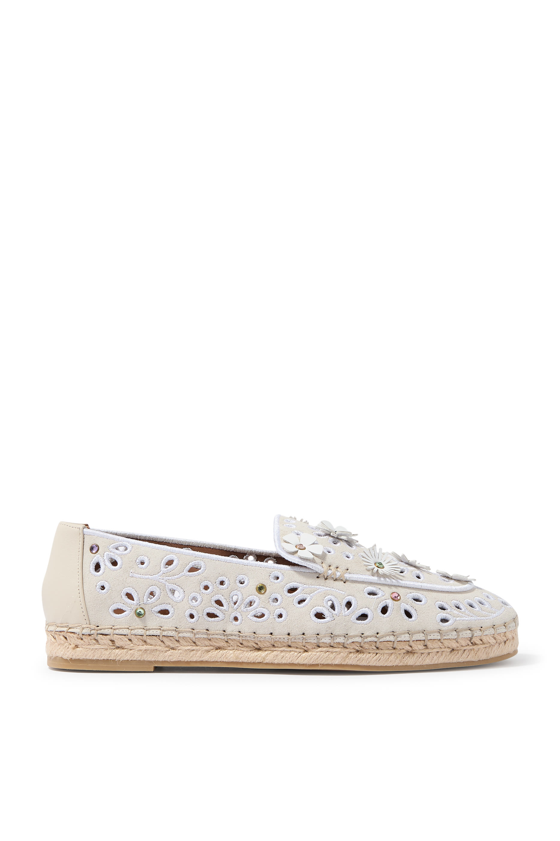 Flower Suede Espadrille Loafers