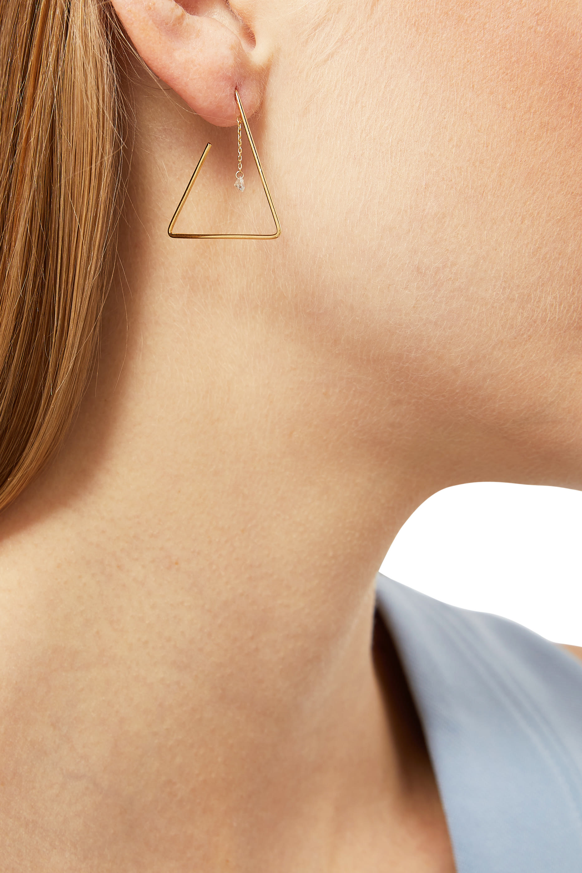 One Diamond Triangle Earrings