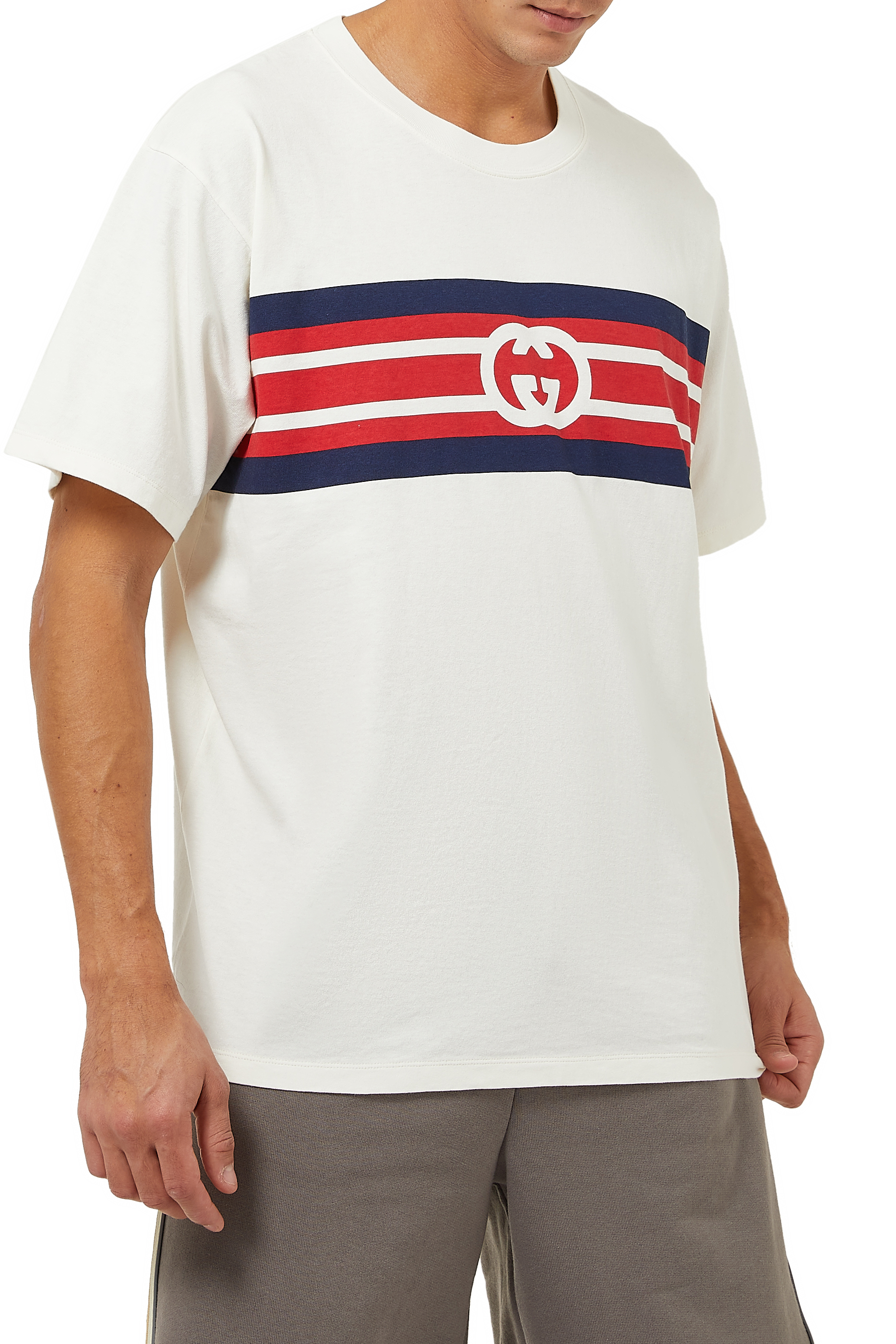 Interlocking G Stripe Print T-shirt