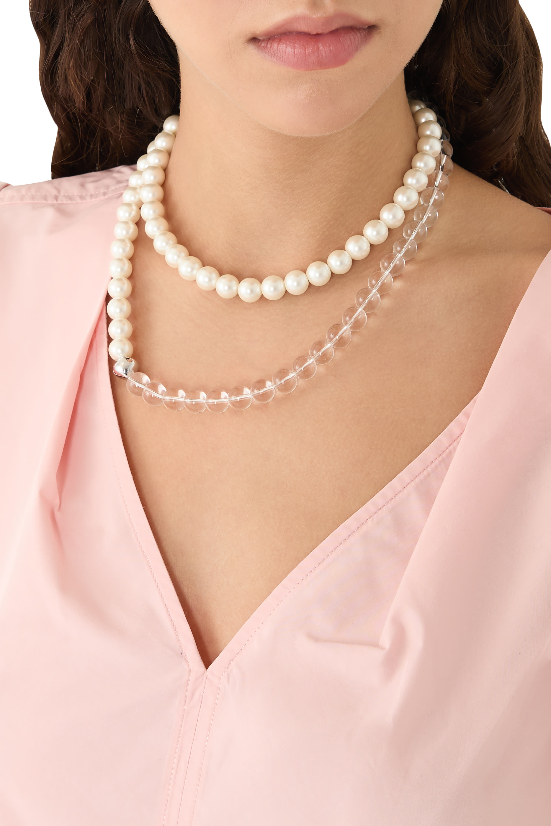 Two-Toned Necklace, Plated Metal & Enamel