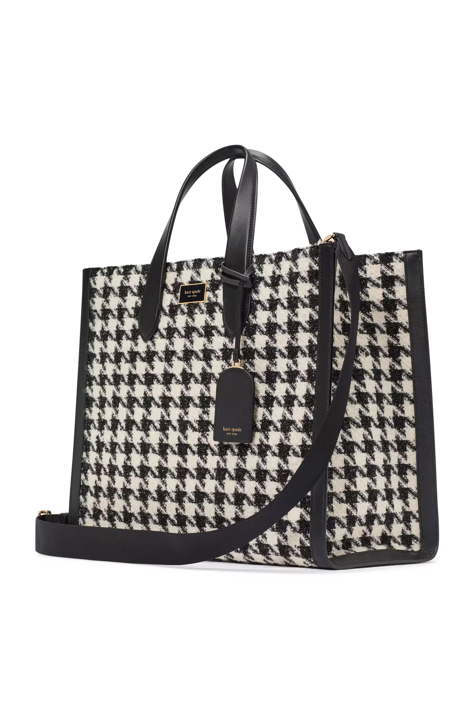 Manhattan Houndstooth Tweed Large Tote Bag