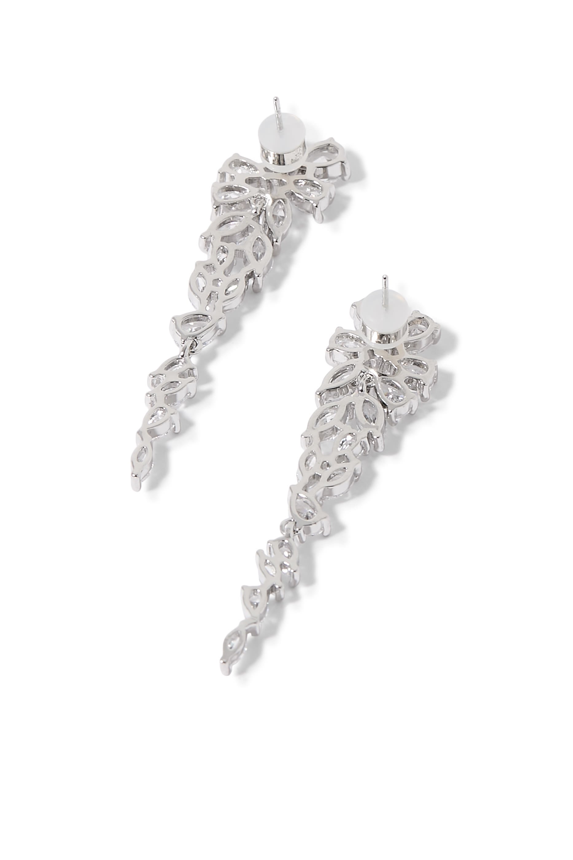 Estelle Earrings, Sterling Silver &  Cubic Zirconia 