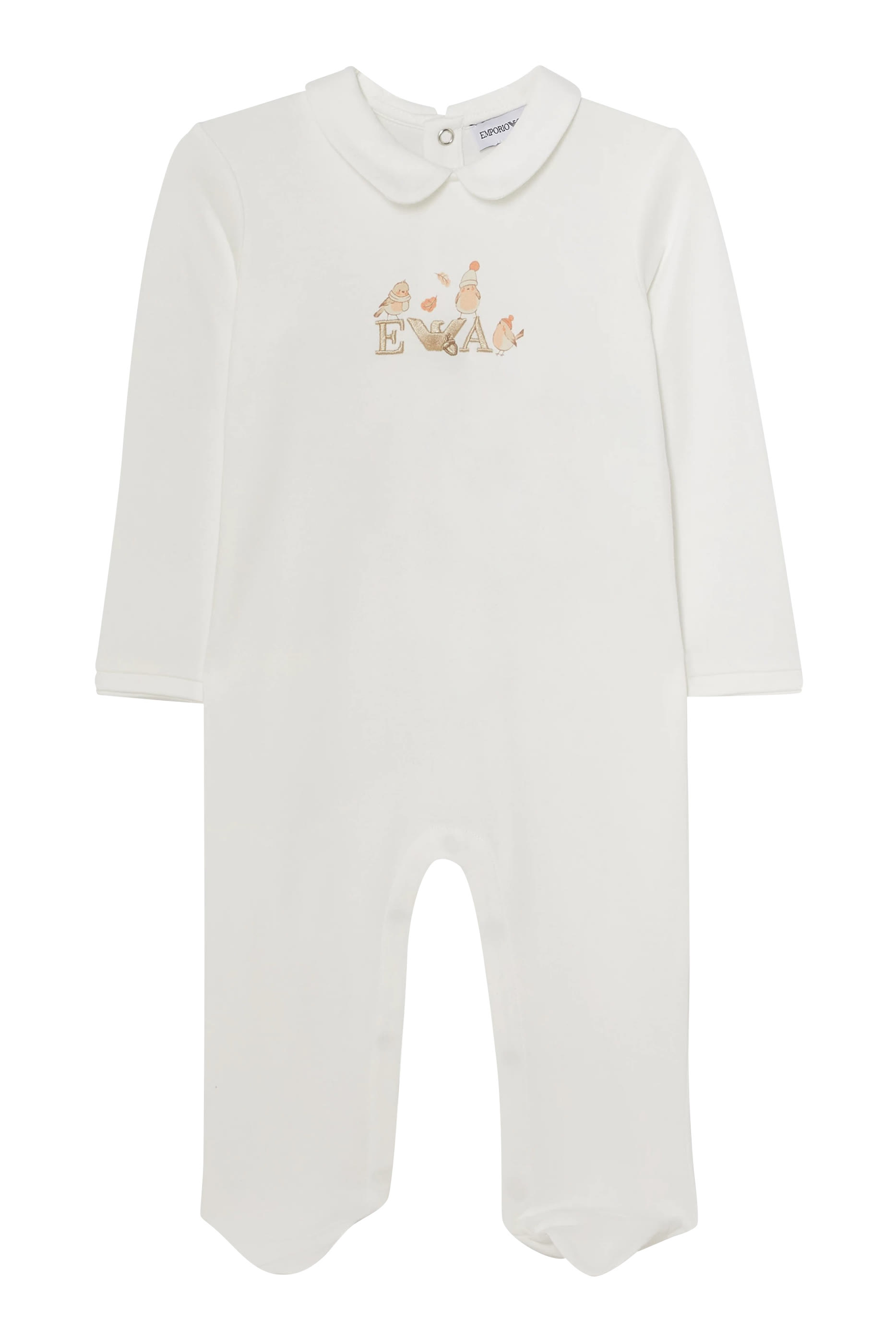 Kids EA Embroidery Peter Pan Collar Jumpsuit