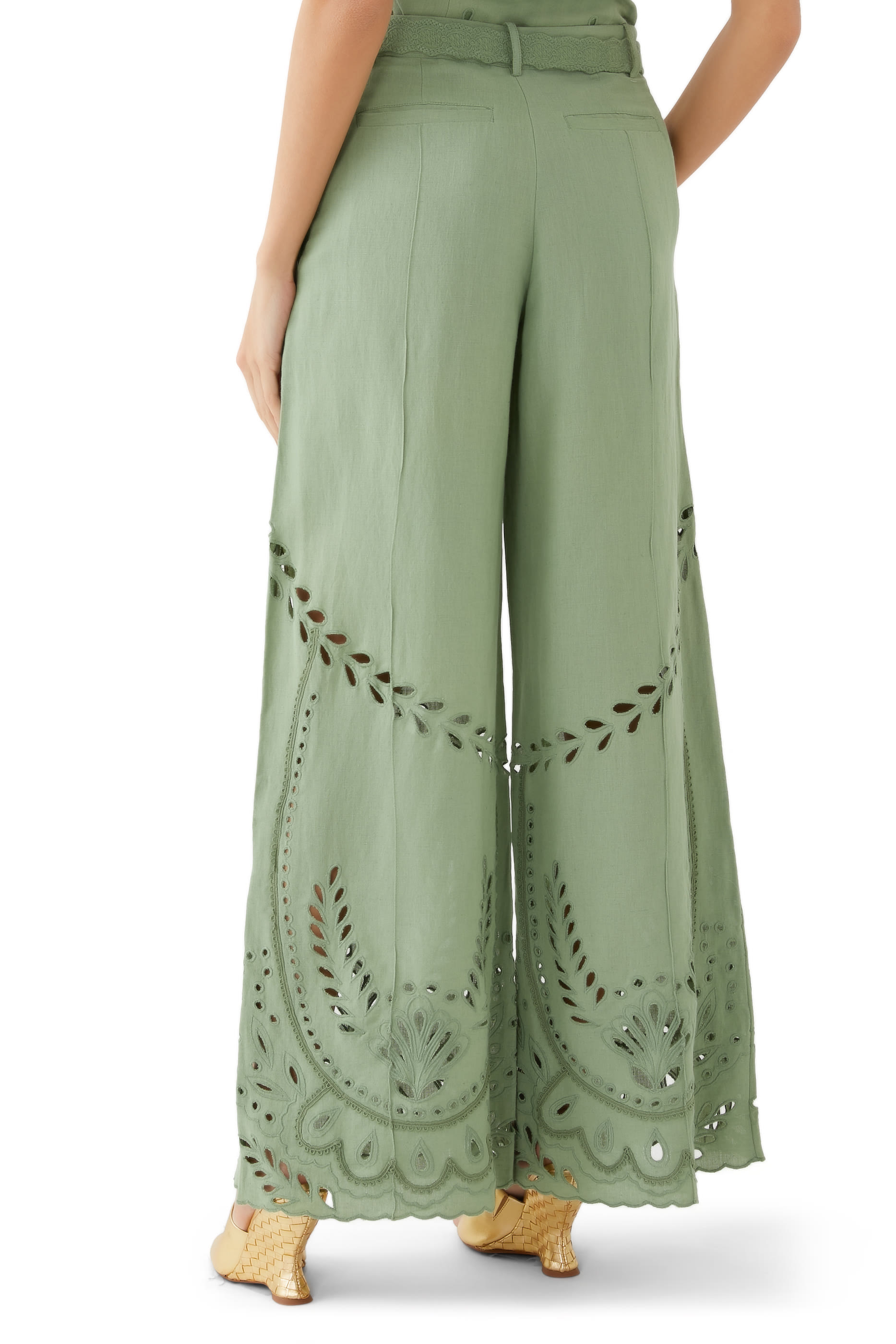 Alya Flared Pants with Buckle Belt