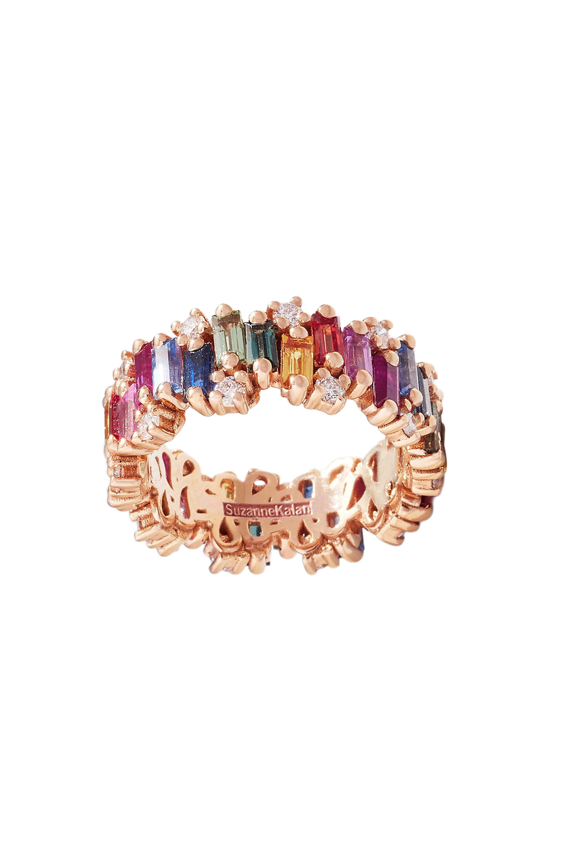  Shimmer Audrey Eternity Band, 18K Rose Gold with Rainbow Sapphires & Diamonds
