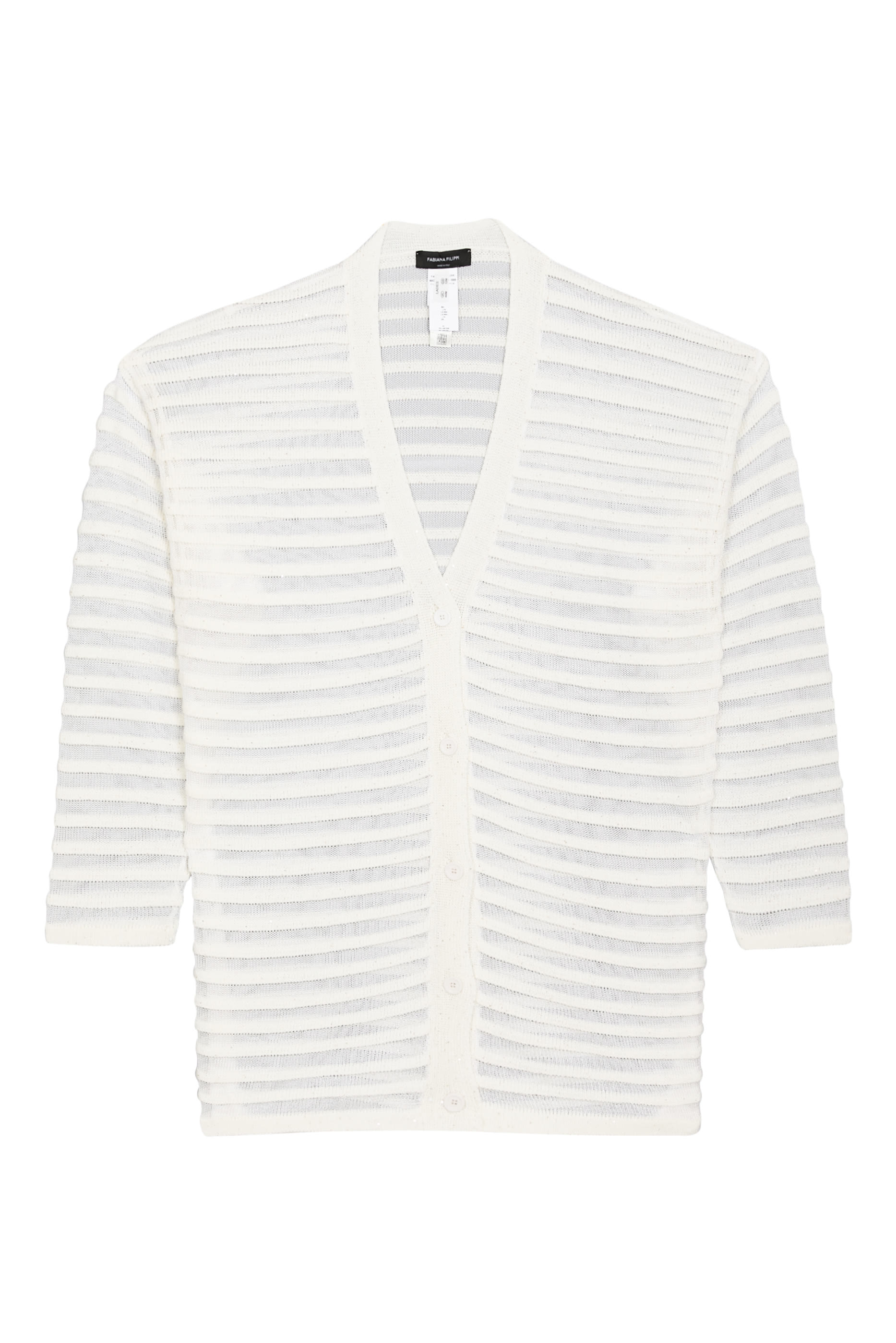 Cotton and Linen Cardigan with Sequins