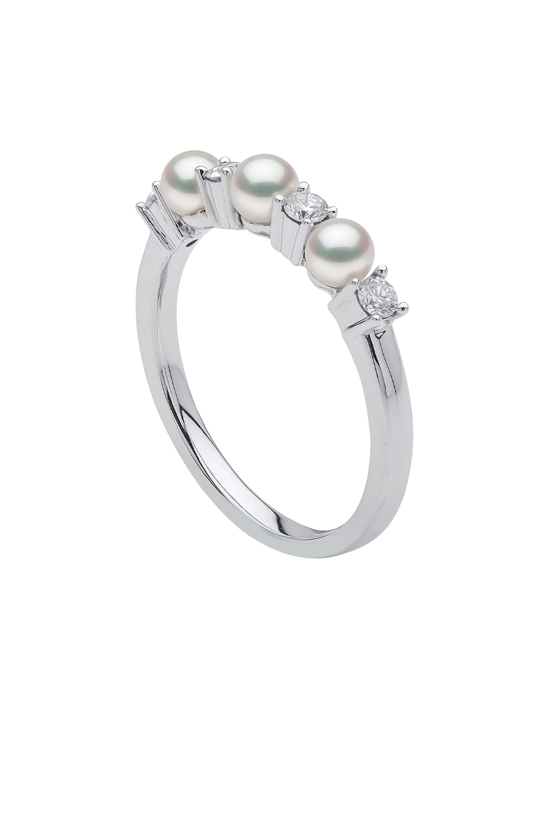 Eclipse Ring, 18k White Gold, Diamond & Pearl