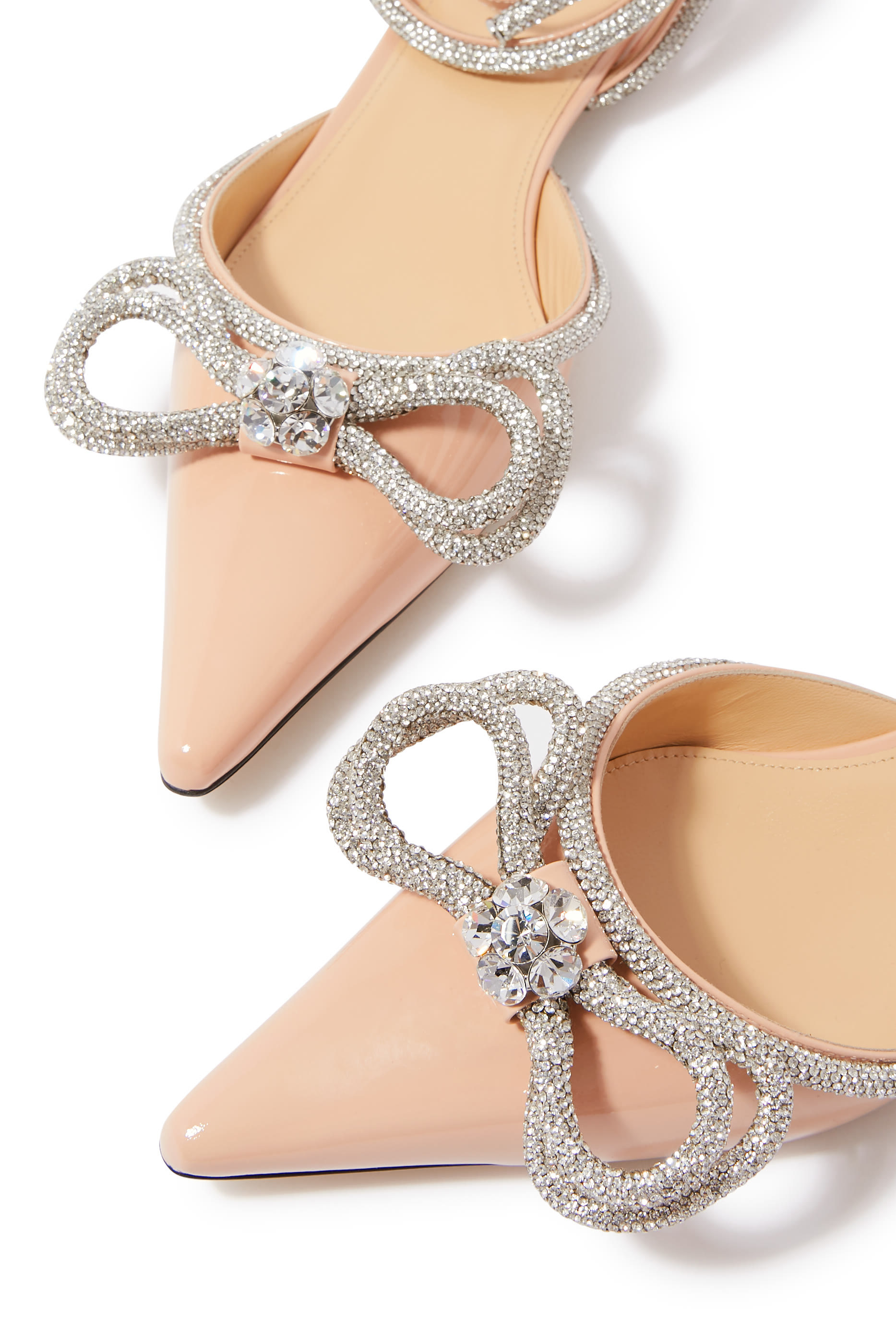 Double Bow Leather Ballerina Flats