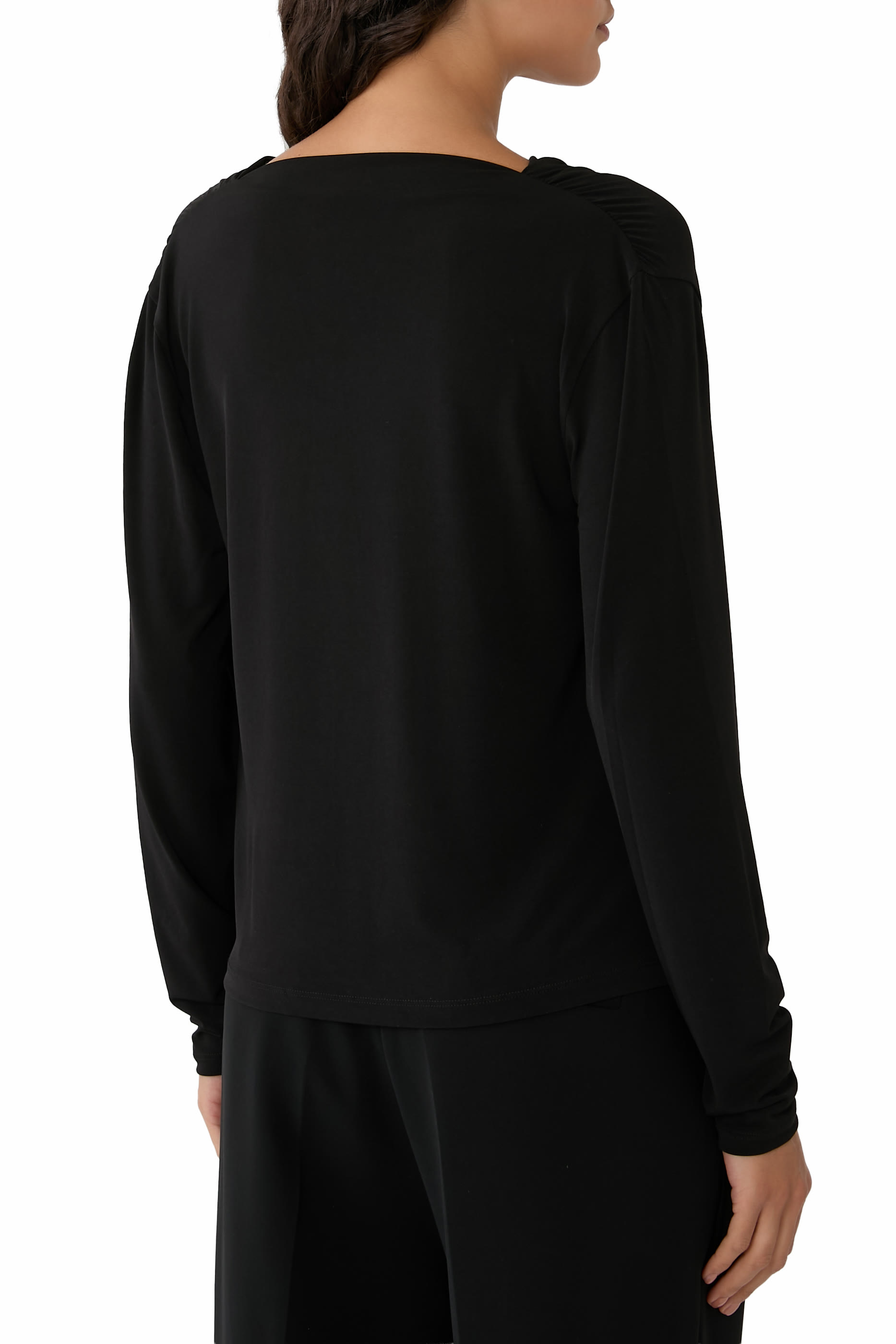  Matte Jersey Cowl-Neck Top