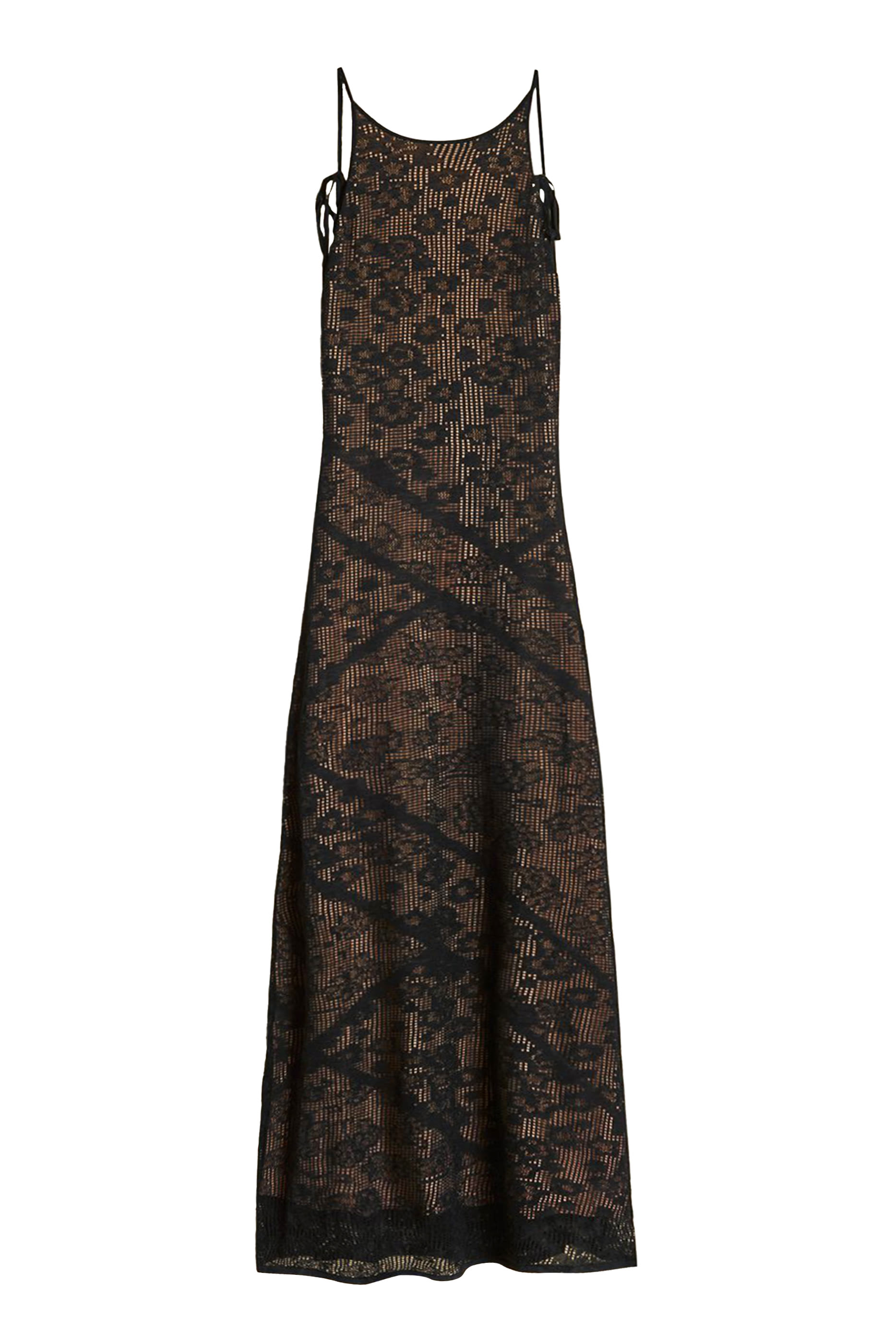 Lace Halterneck Stretch-Knit Midi Dress