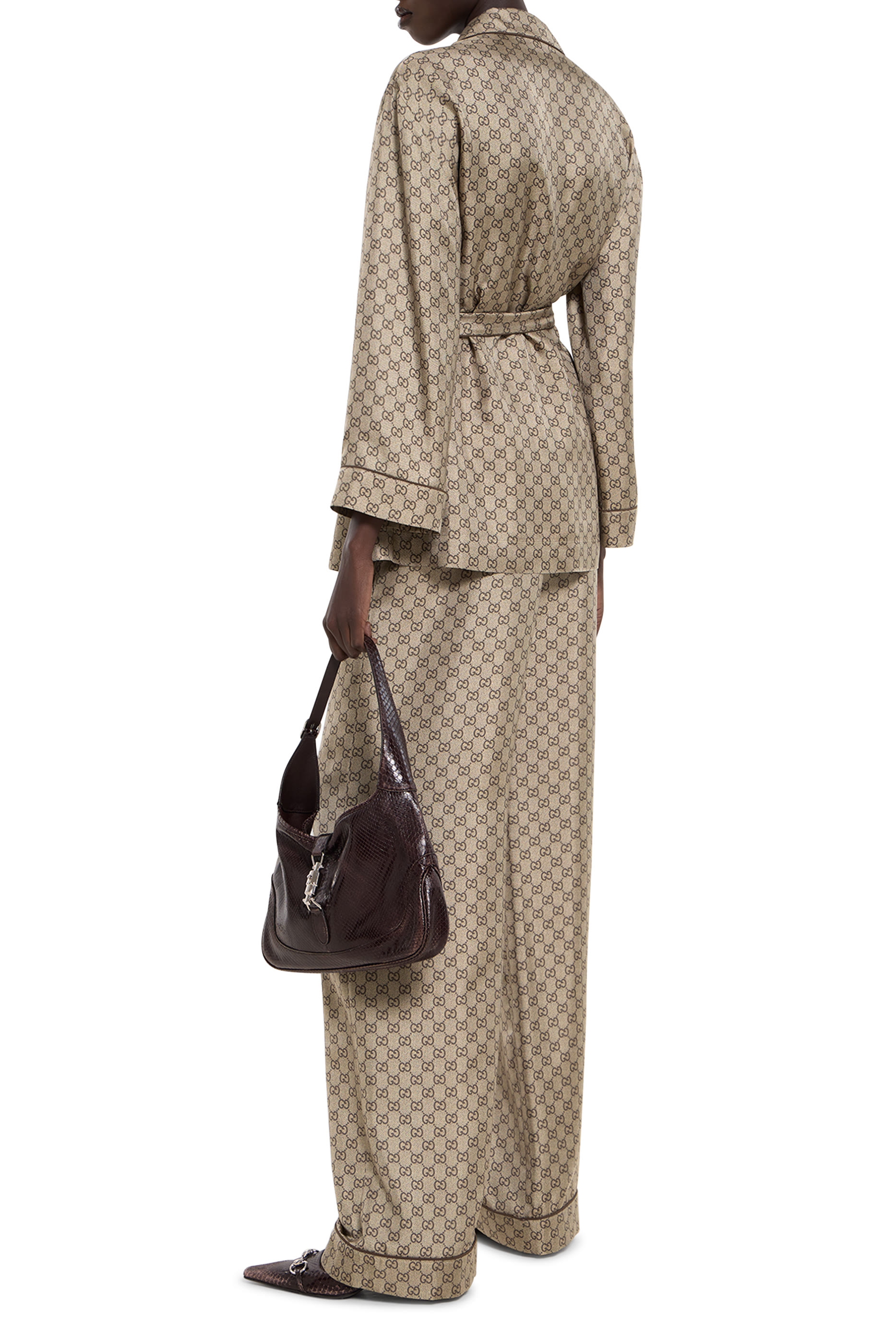 All-Over GG Print Silk Twill Leisure Pants