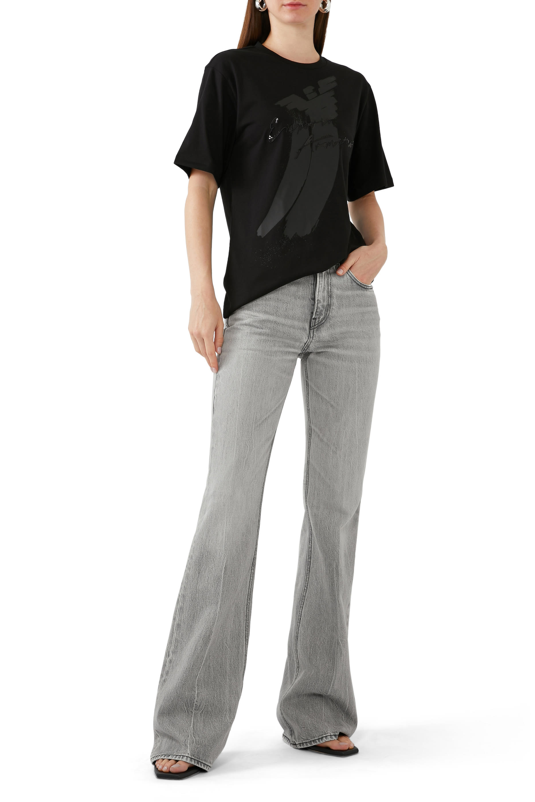 ASV Organic Jersey T-Shirt with Sequin Logo Print and Embroidery