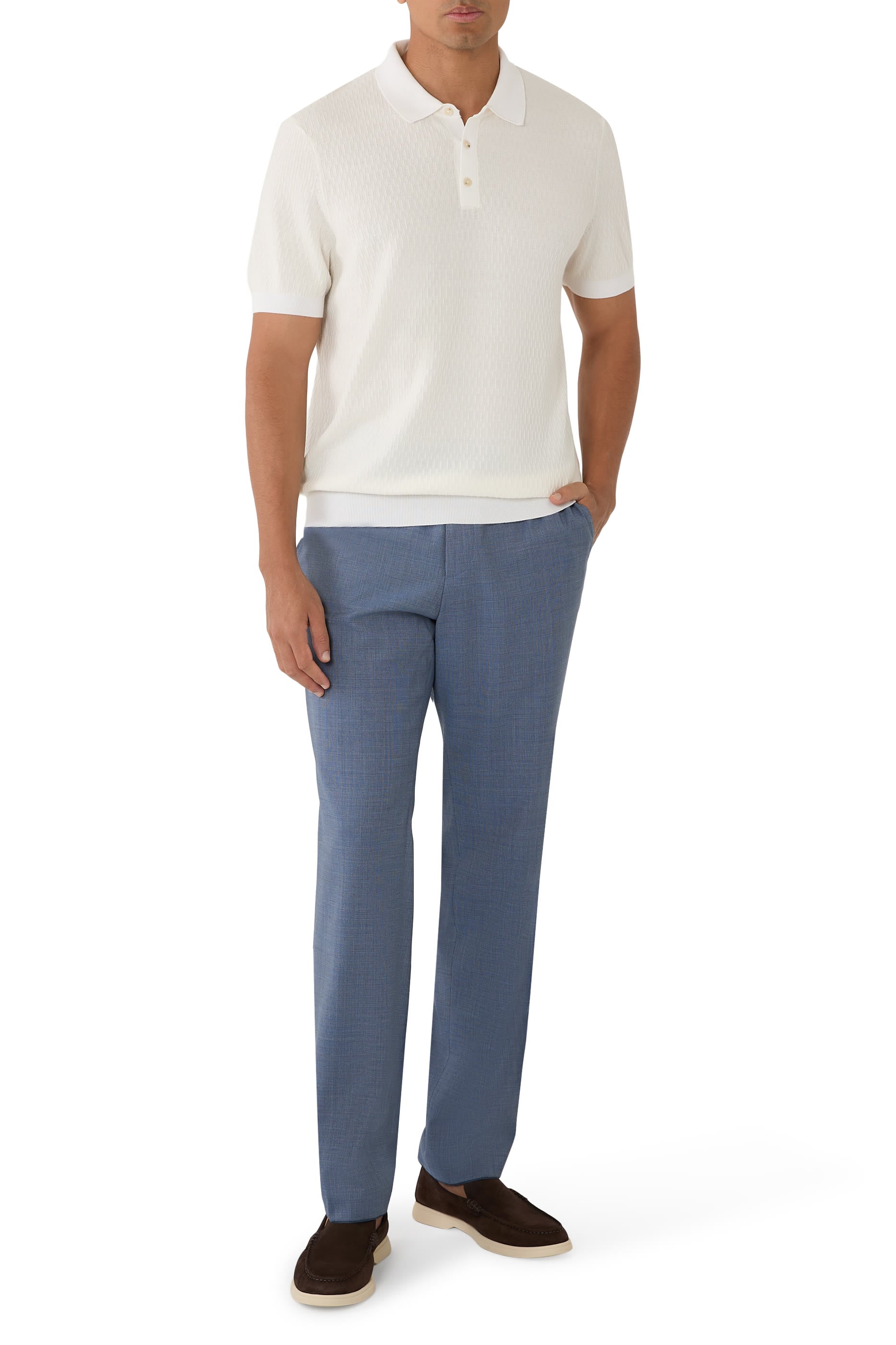 H-Lurazio Textured Knit Polo Shirt