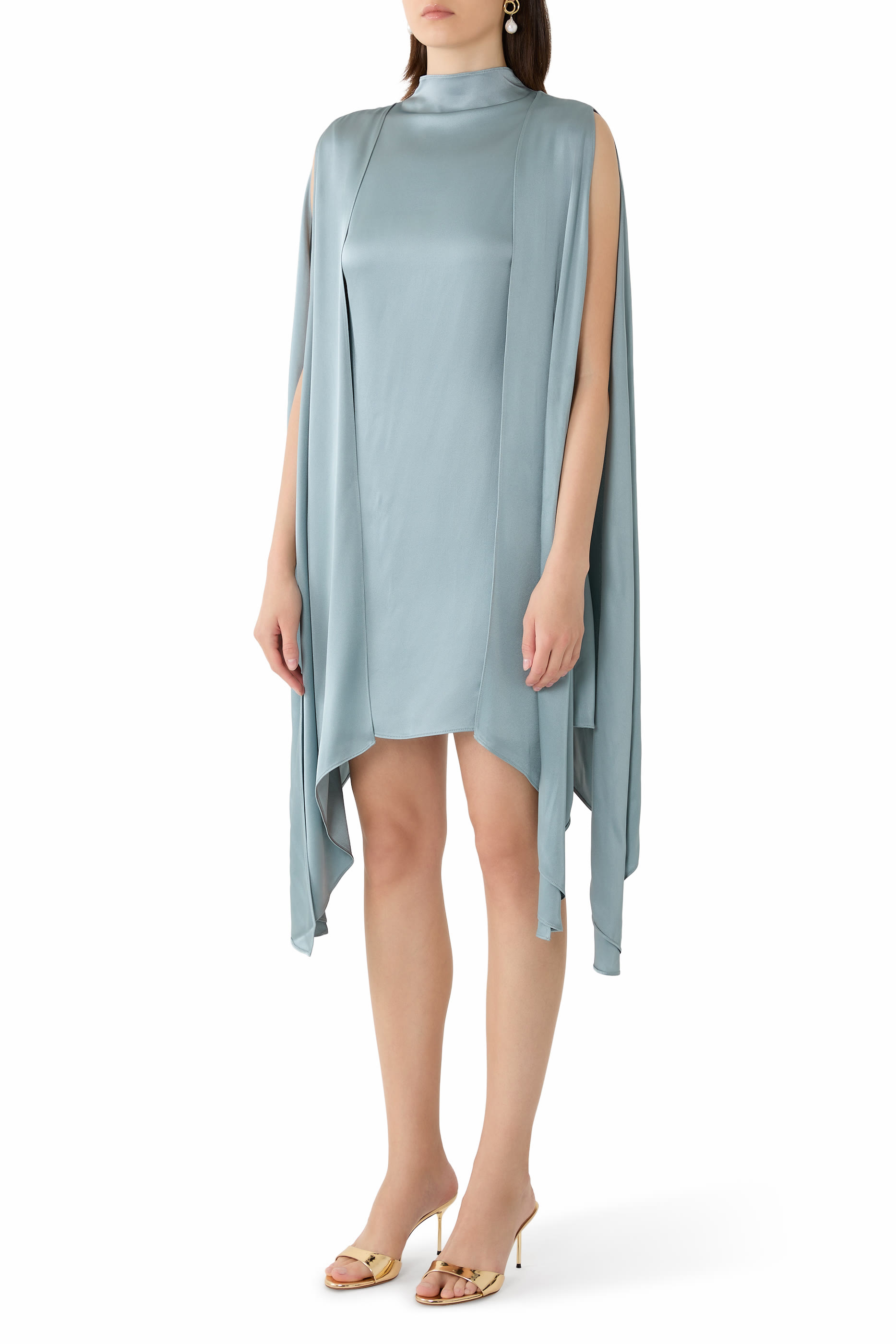 Cape Sleeves Mini Dress