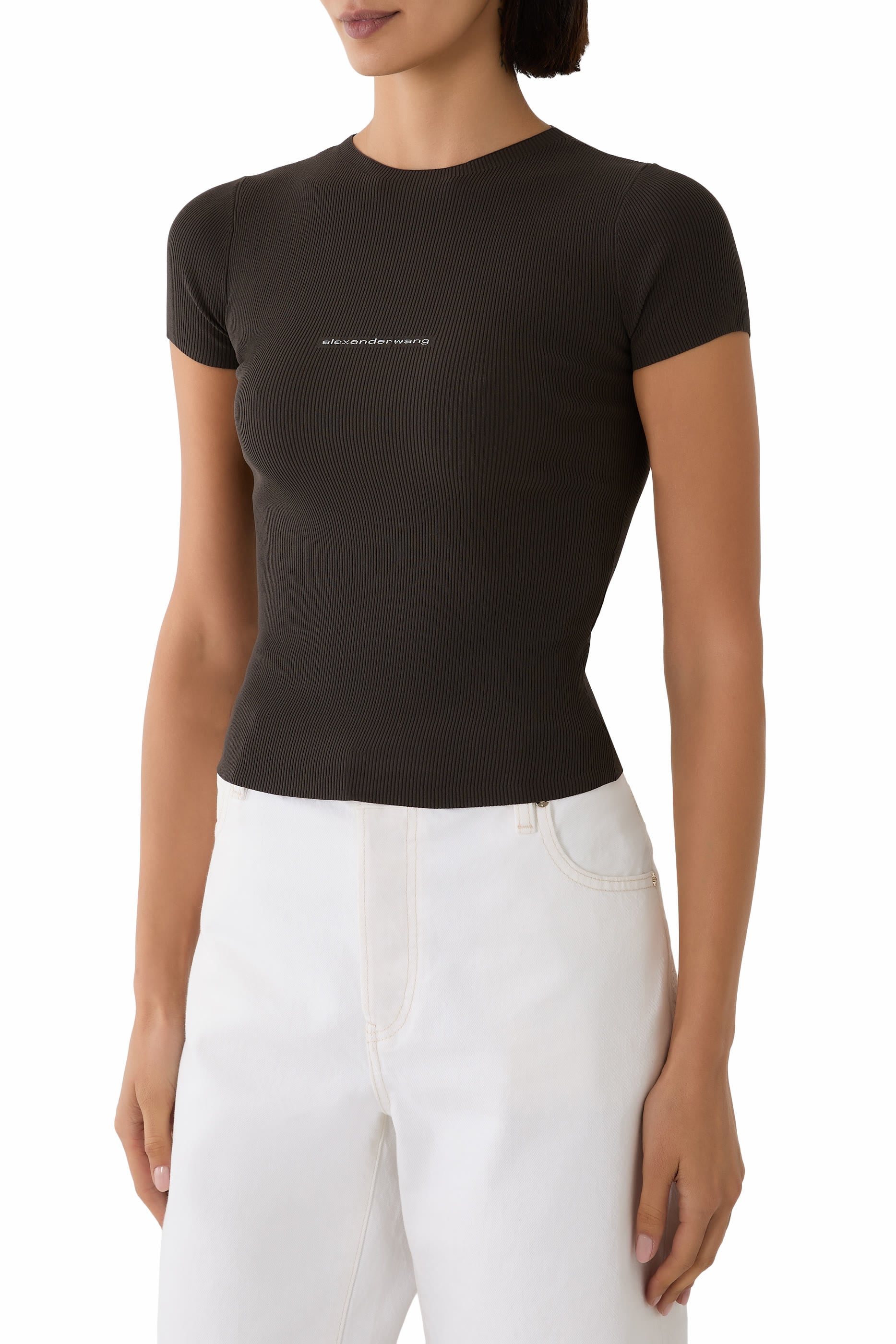 Textured Logo Crewneck Top