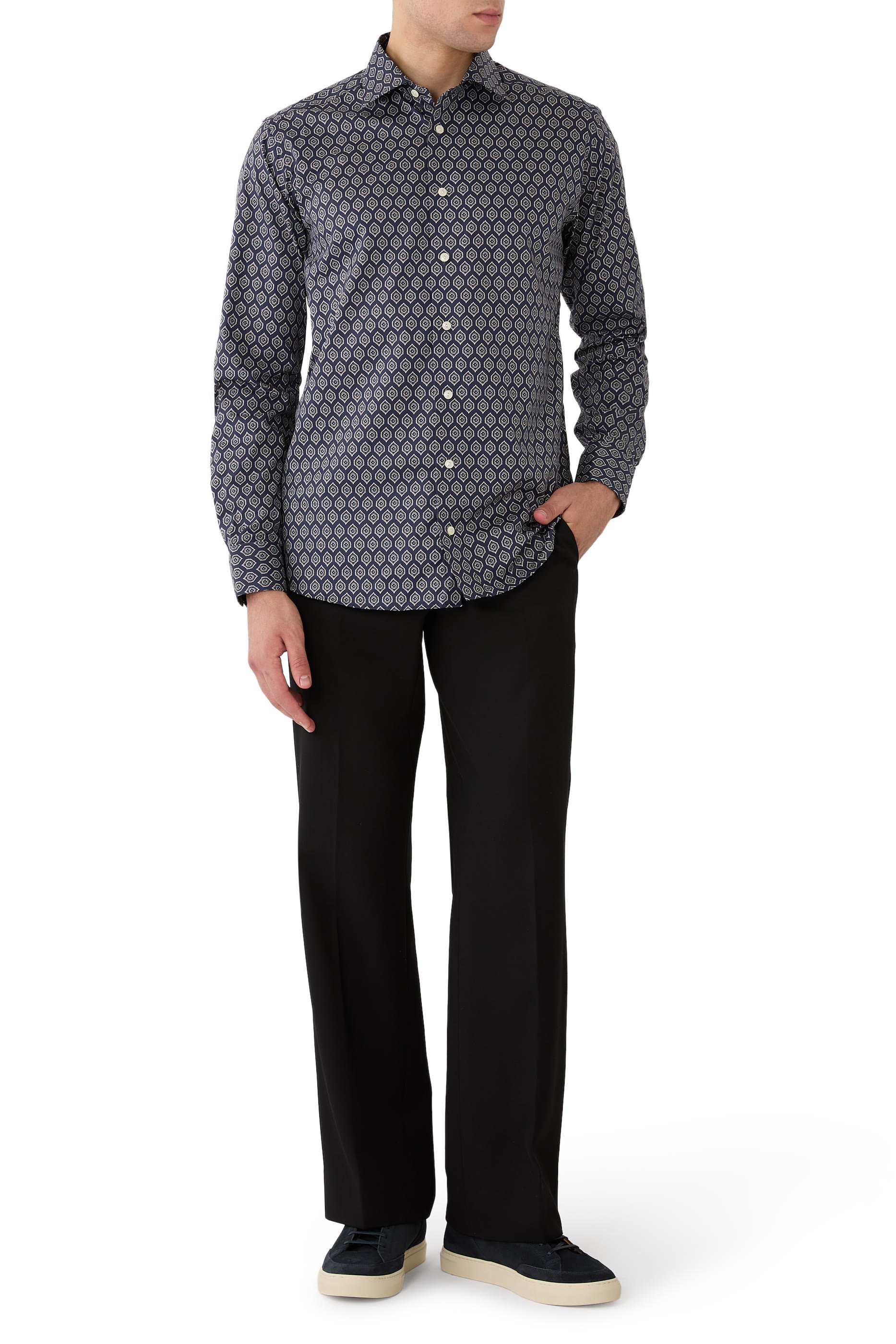  Geometric Print Signature Twill Shirt 
