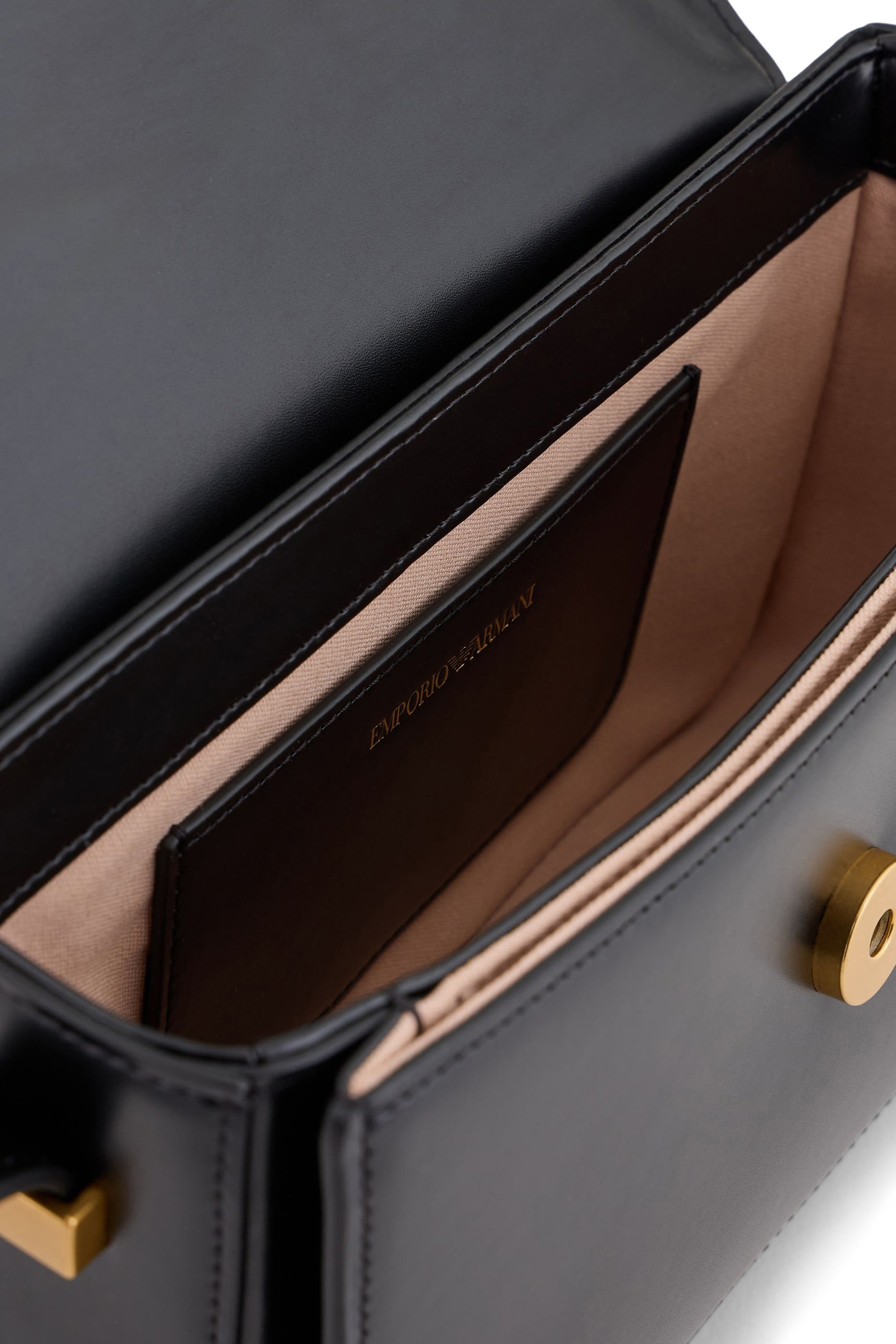 Metal Eagle Logo Smooth Leather Shoulder Bag