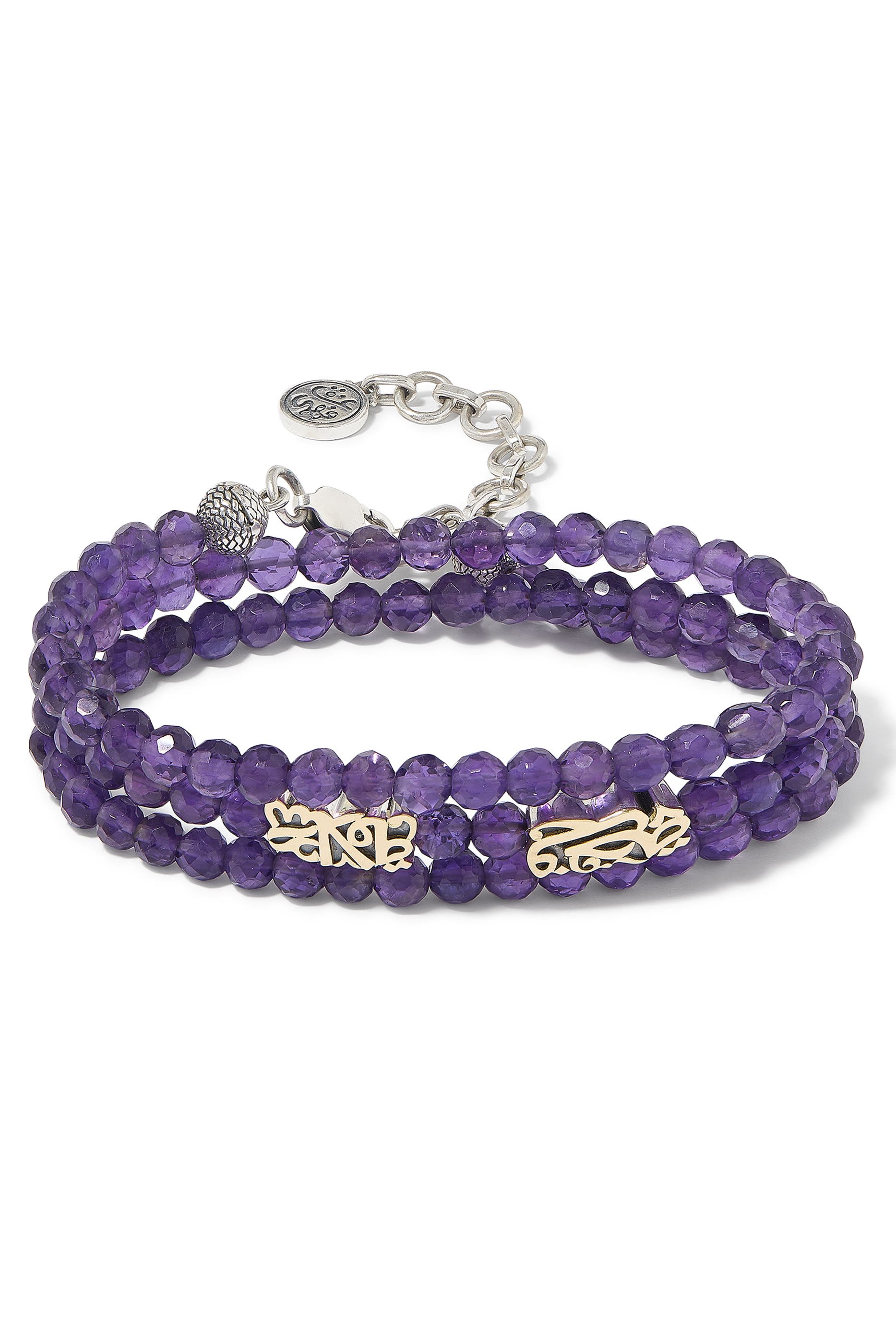 Nur Happiness Wrap-Around Bracelet, 18K Gold with Sterling Silver & Amethyst