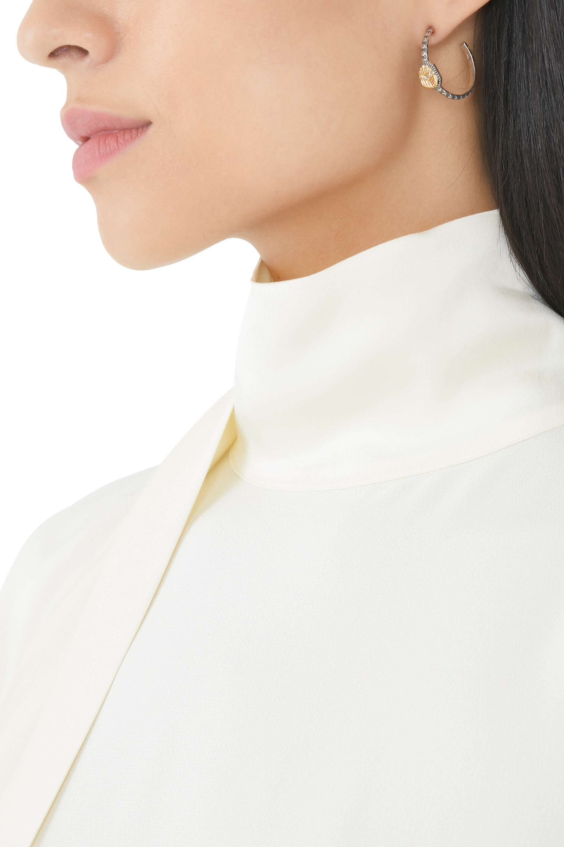 Scarab Hoop Earrings, 18k Yellow Gold & Sterling Silver with Diamonds