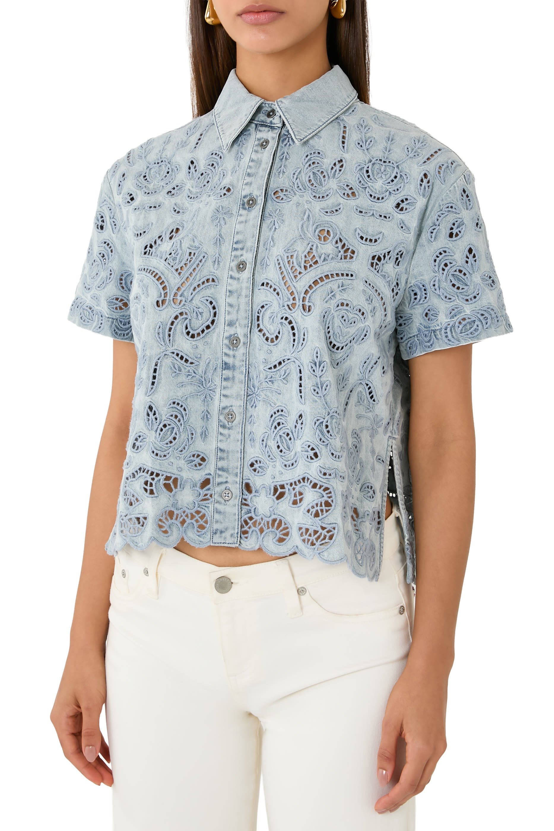 Lane Denim Button Down Top