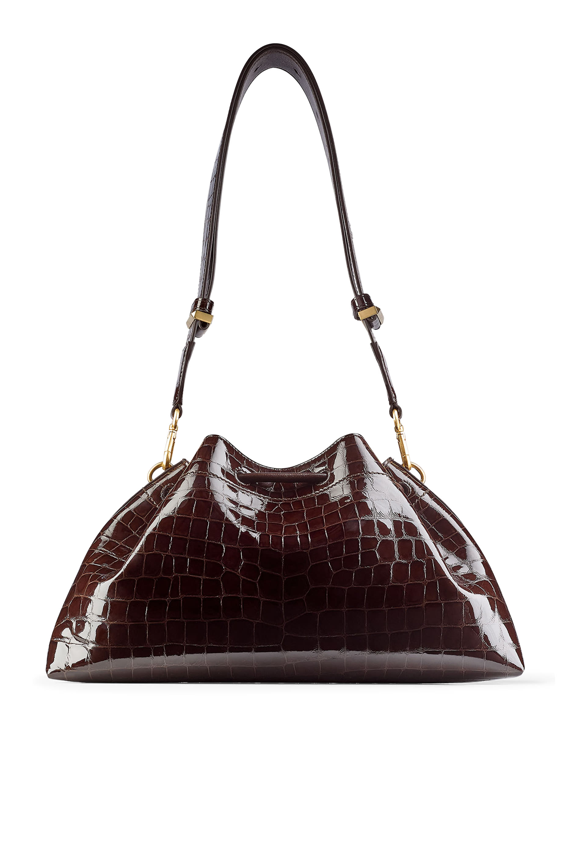 Cinch Croc-Embossed Medium Leather Bag