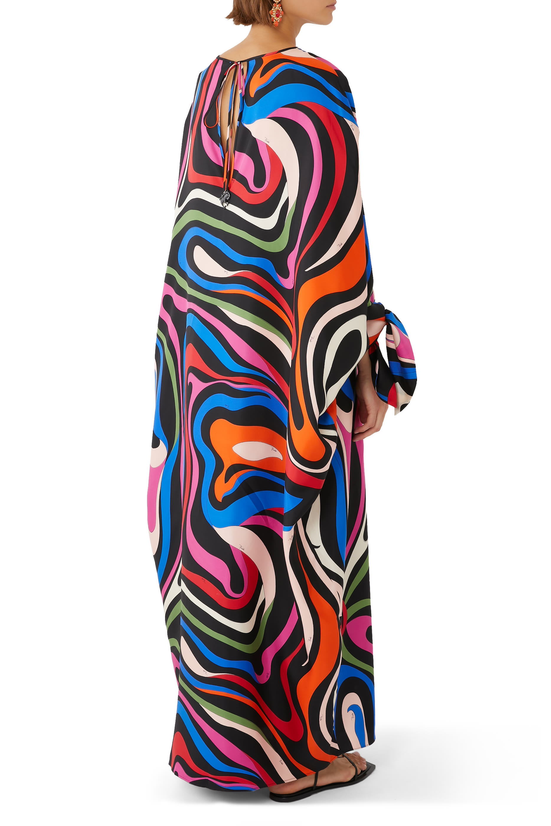 Marmo-Print Silk-Twill Kaftan Dress