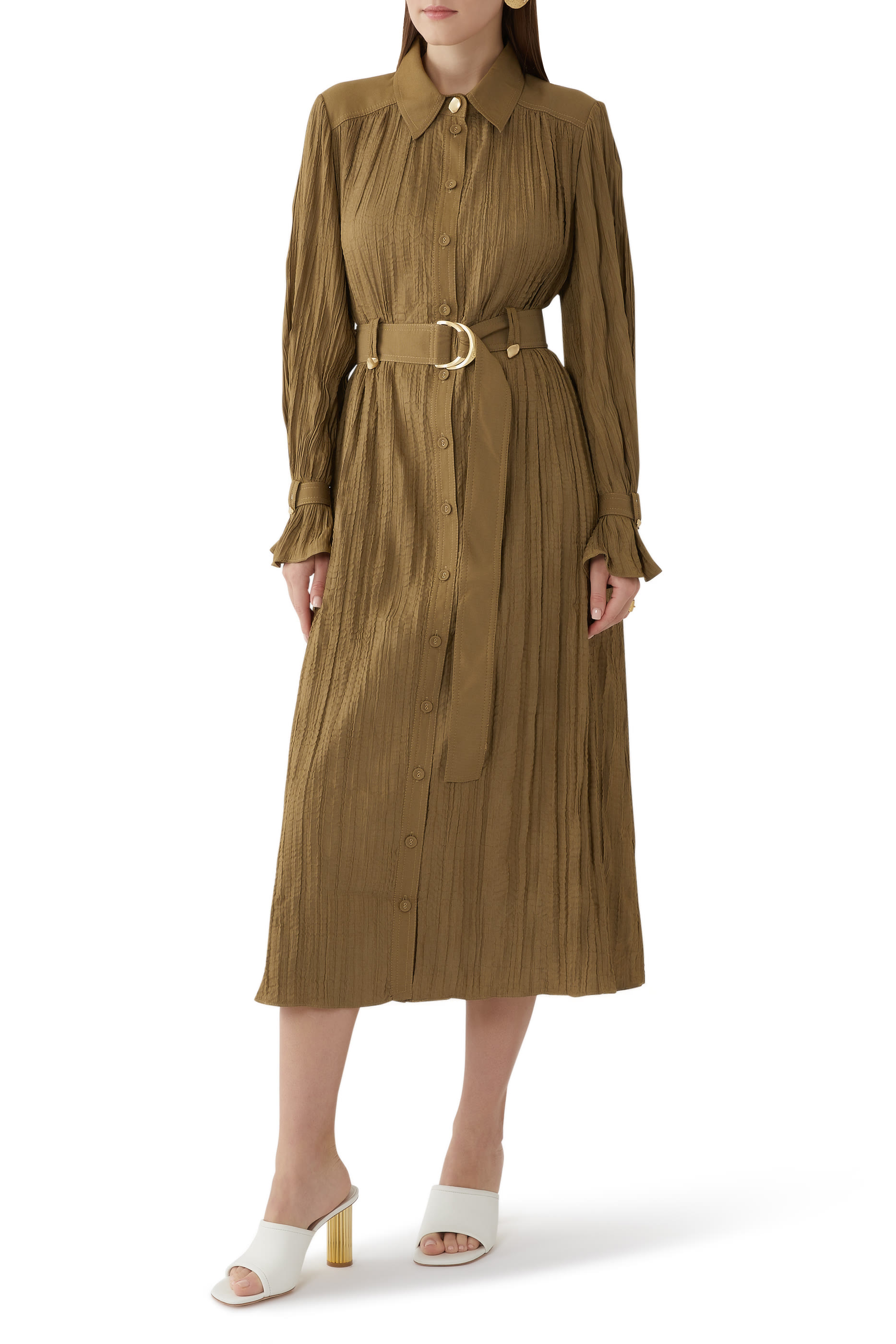 Bays Crushed Pleat Midi Dress