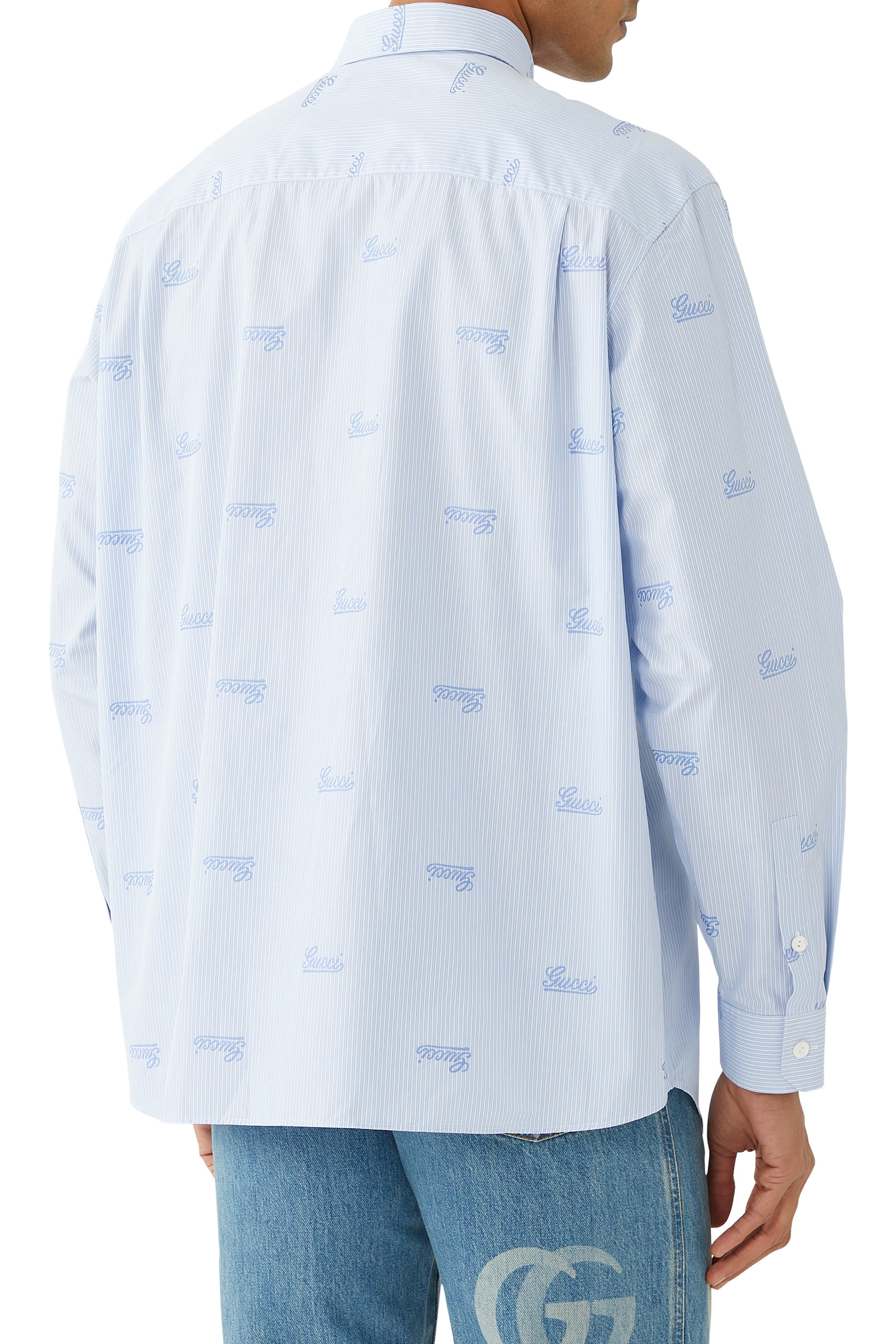 Embroidered Striped Cotton Shirt