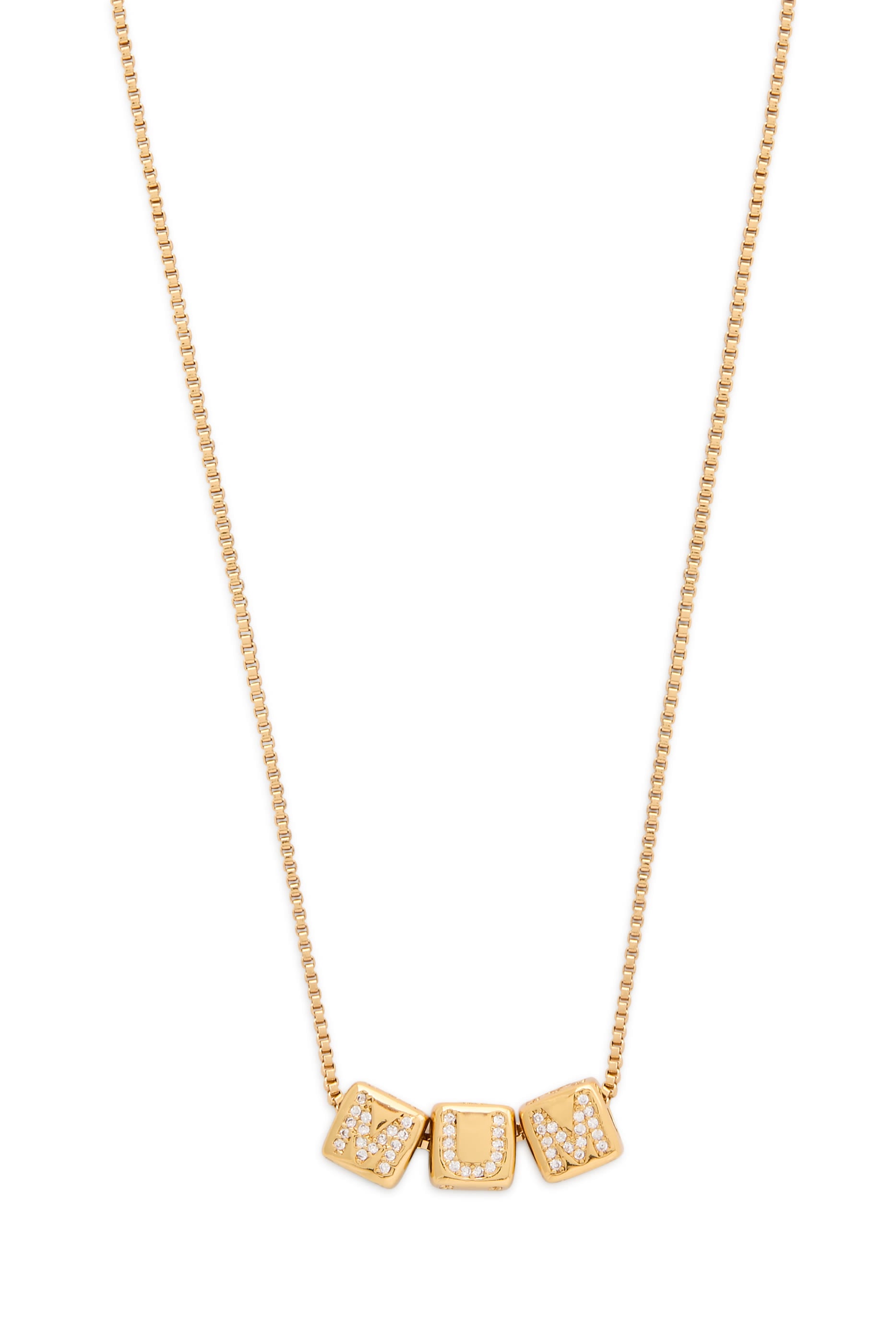 Mum Pendant, Brass & Cubic Zirconia